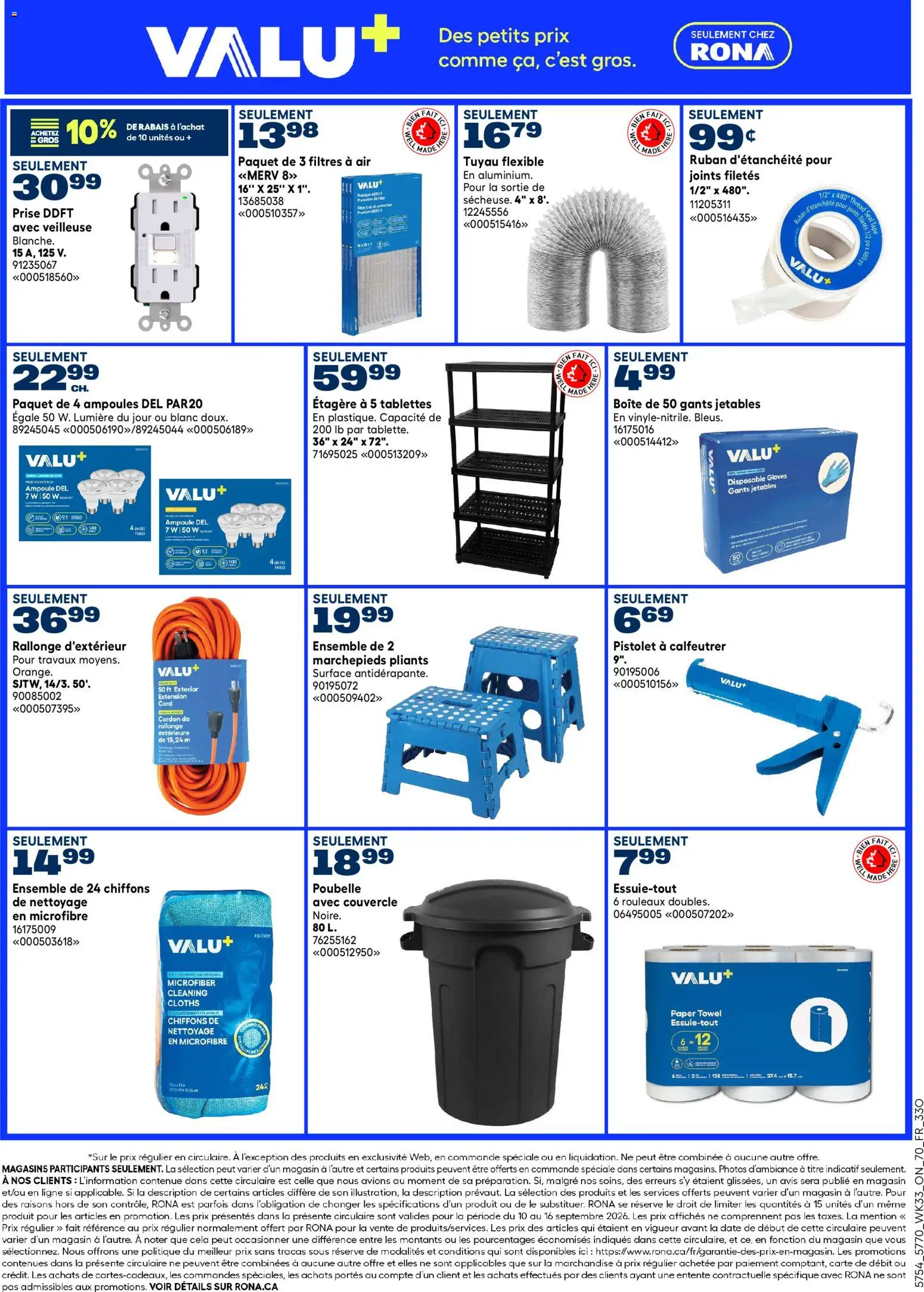 Rona flyer valid from Sep 10, 2026 | Page: 6 | Products: Gloves, Disposable gloves, Cleaning cloths
