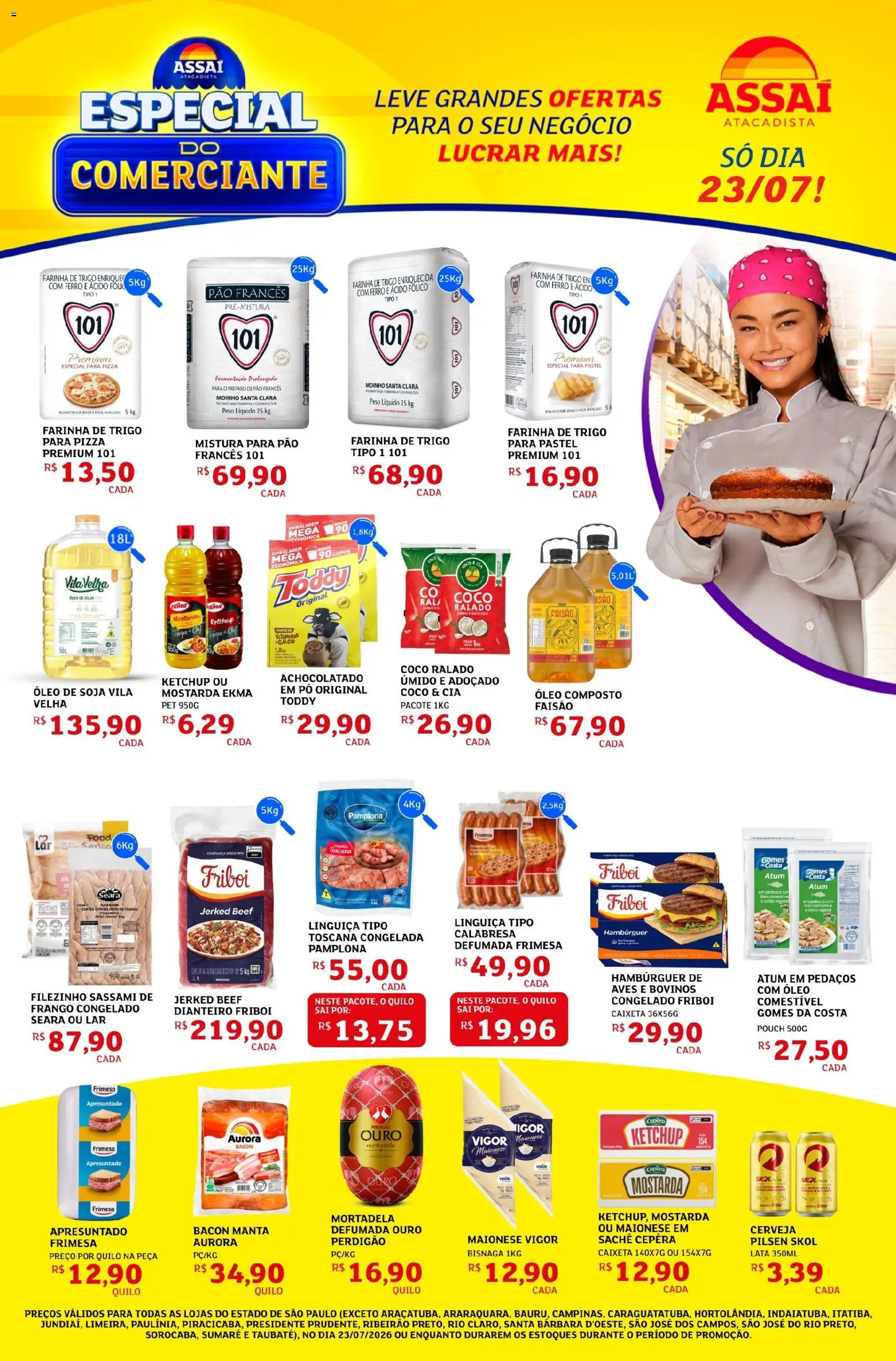 Assaí Atacadista Folheto - válido de 23/07/2026 | Página: 1 | Produtos: Ferro, Ketchup, Maionese, Soja