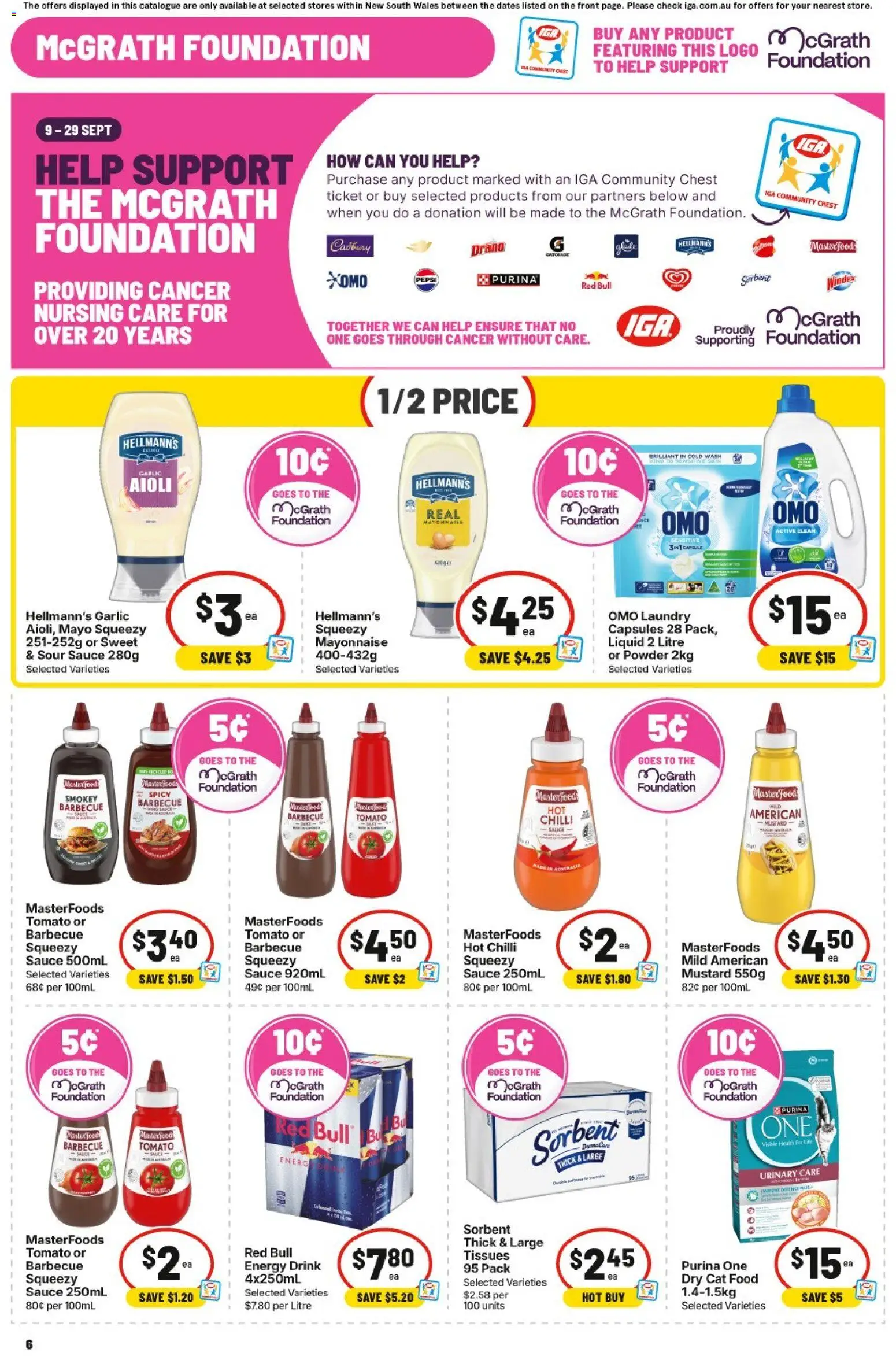 IGA catalogue - valid from 23/09/2026 | Page: 6 | Products: Mustard, Red Bull, Foundation, Laundry