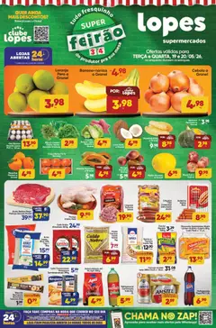 Lopes Supermercados - Ofertas da semana - Pré-Visualização do folheto da loja Lopes Supermercados, válido de 19.05.2026 | Página: 1 | Produtos: Feijão, Faca, Café, Alface