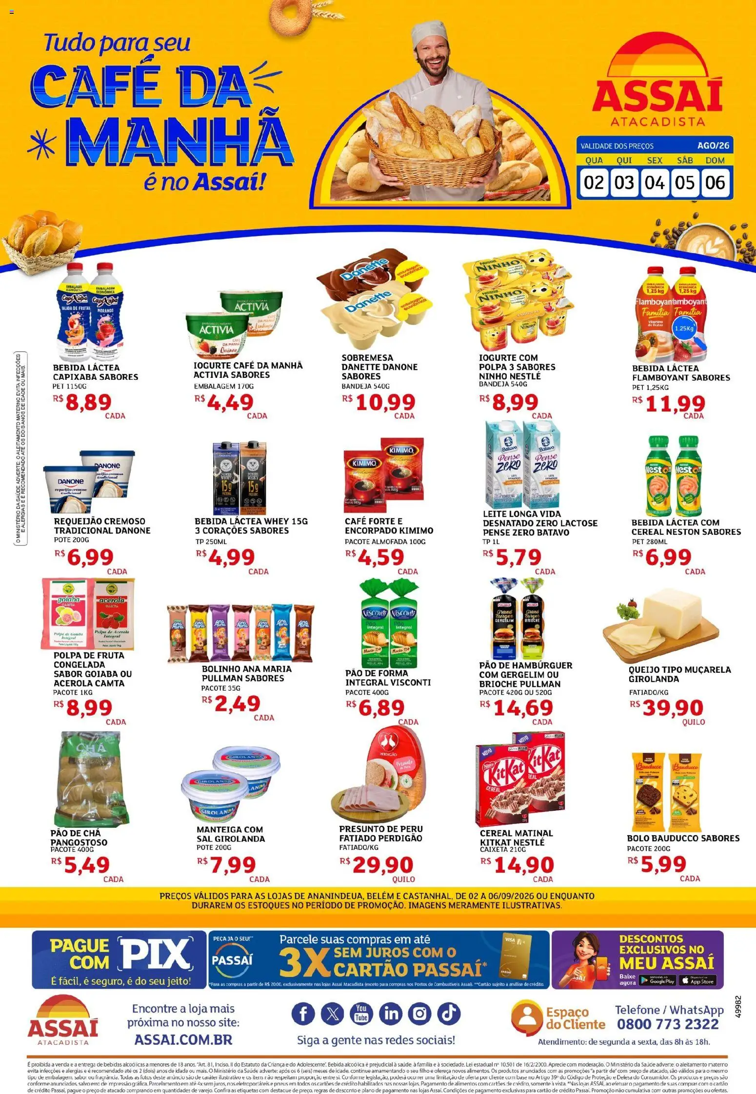 Assaí Atacadista Folheto - válido de 02/09/2026 | Página: 1 | Produtos: Brioche, Iogurte, Chá, Bebida