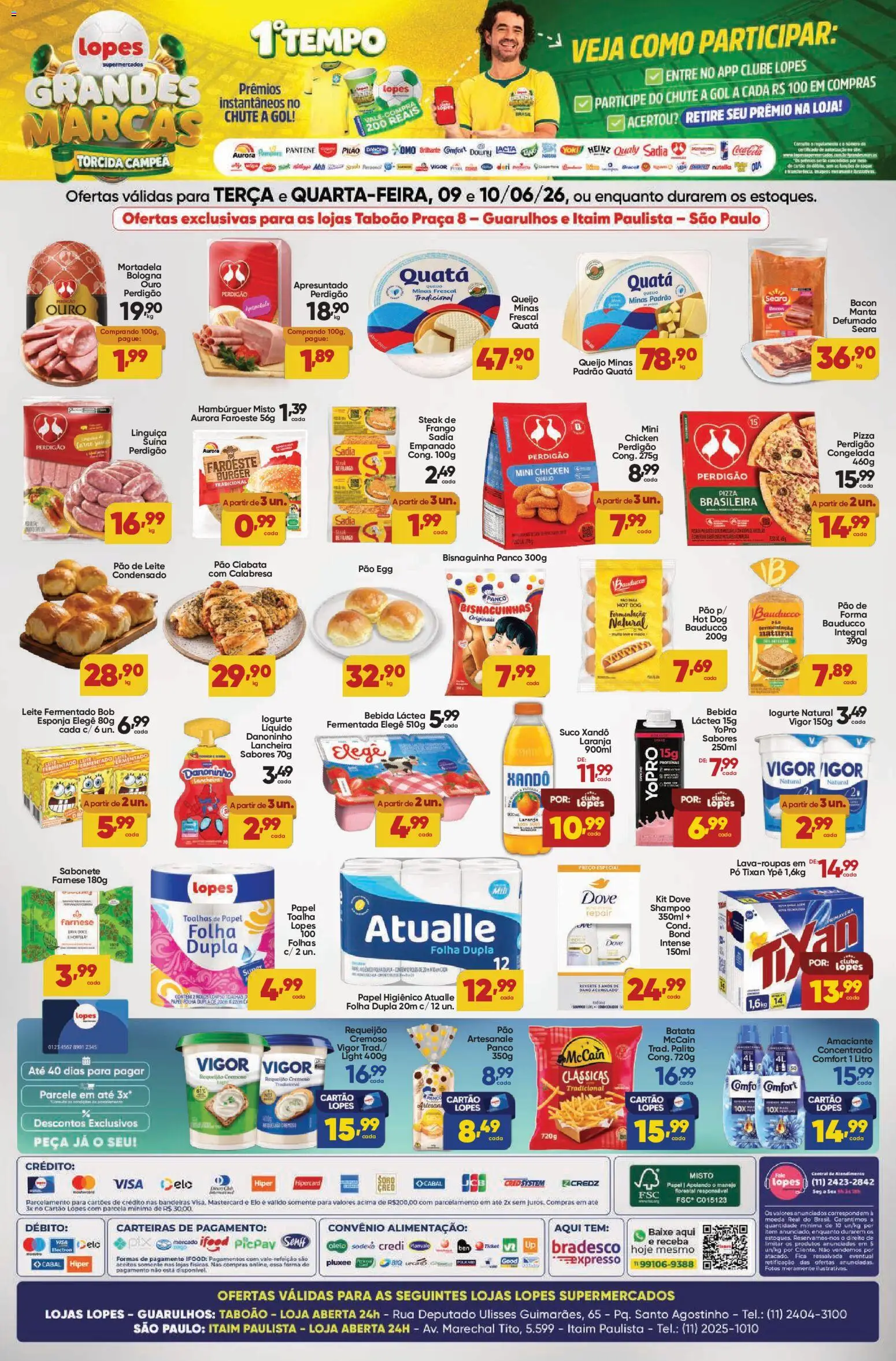 Lopes Supermercados Folheto - válido de 09.06.2026 | Página: 2 | Produtos: Linguiça, Leite, Dove, Requeijão