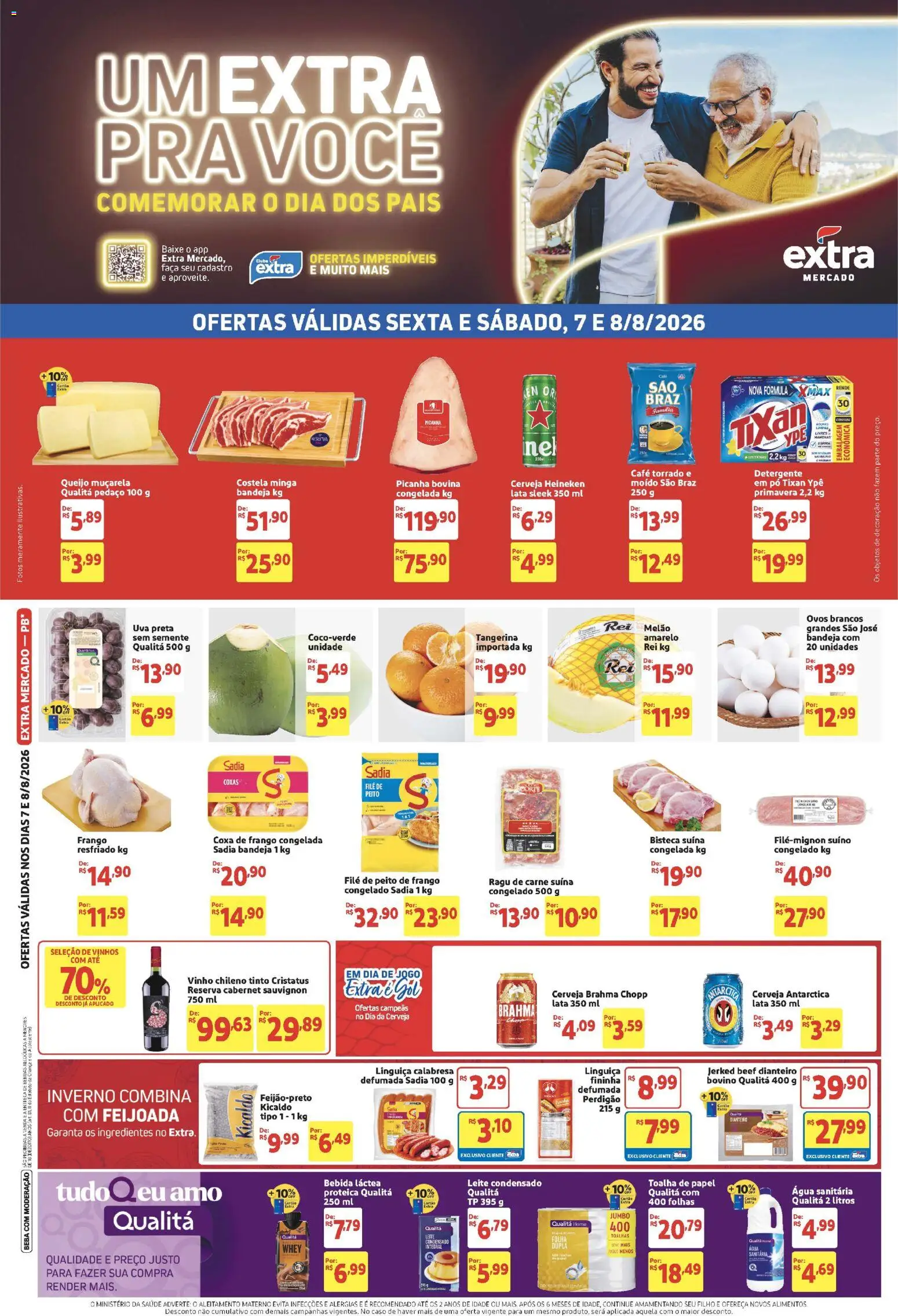 Extra Folheto - válido de 07/08/2026 | Página: 1 | Produtos: Decoração, Linguiça, Água, Heineken