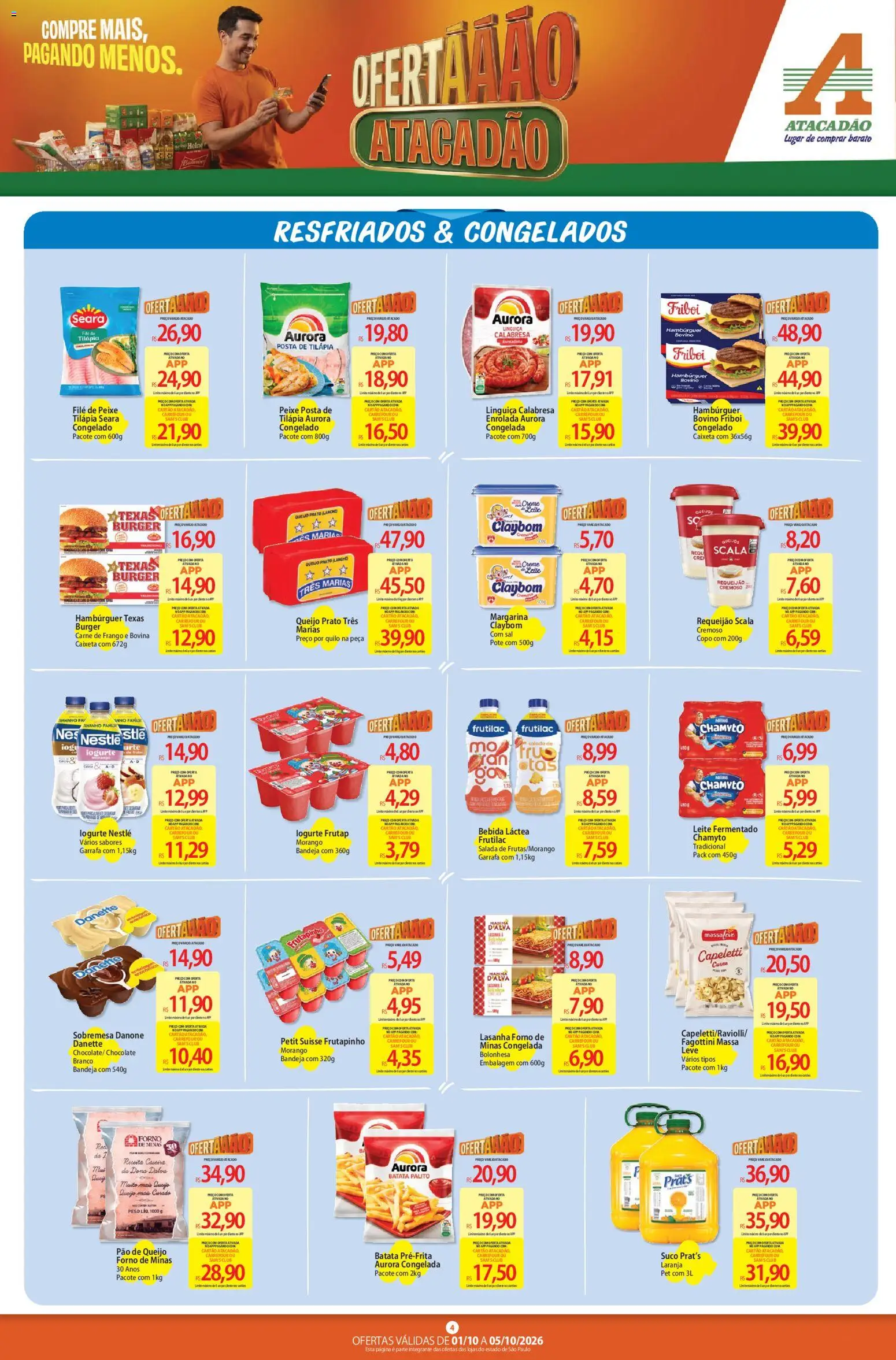 Atacadão Folheto - válido de 01/10/2026 | Página: 4 | Produtos: Hambúrguer, Salada, Bandeja, Margarina