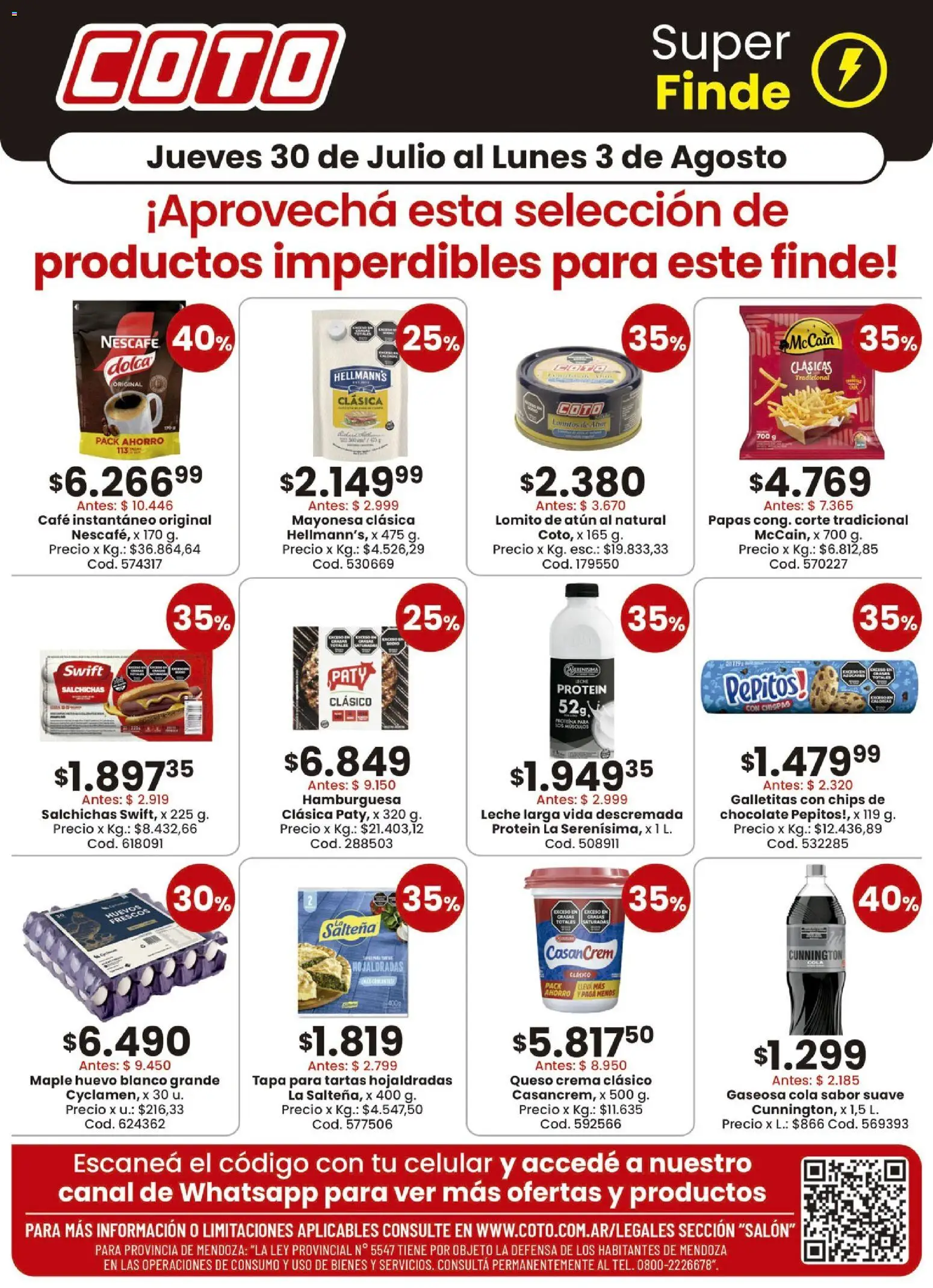 Coto - Salon Productos Motivo │ válido desde el 30/07/2026 | Página: 1 | Productos: Gaseosa, Soda, Leche, Chocolate