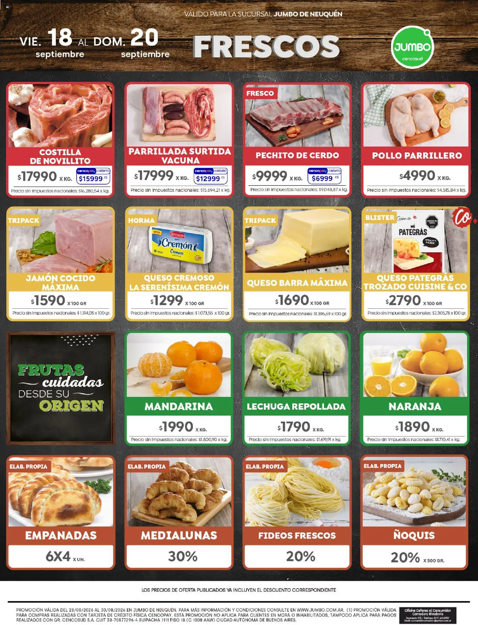 Jumbo - Ofertas | Neuquén │ válido desde el 18/09/2026 | Página: 9 | Productos: Teléfono, Pollo, Jamón, Cerdo
