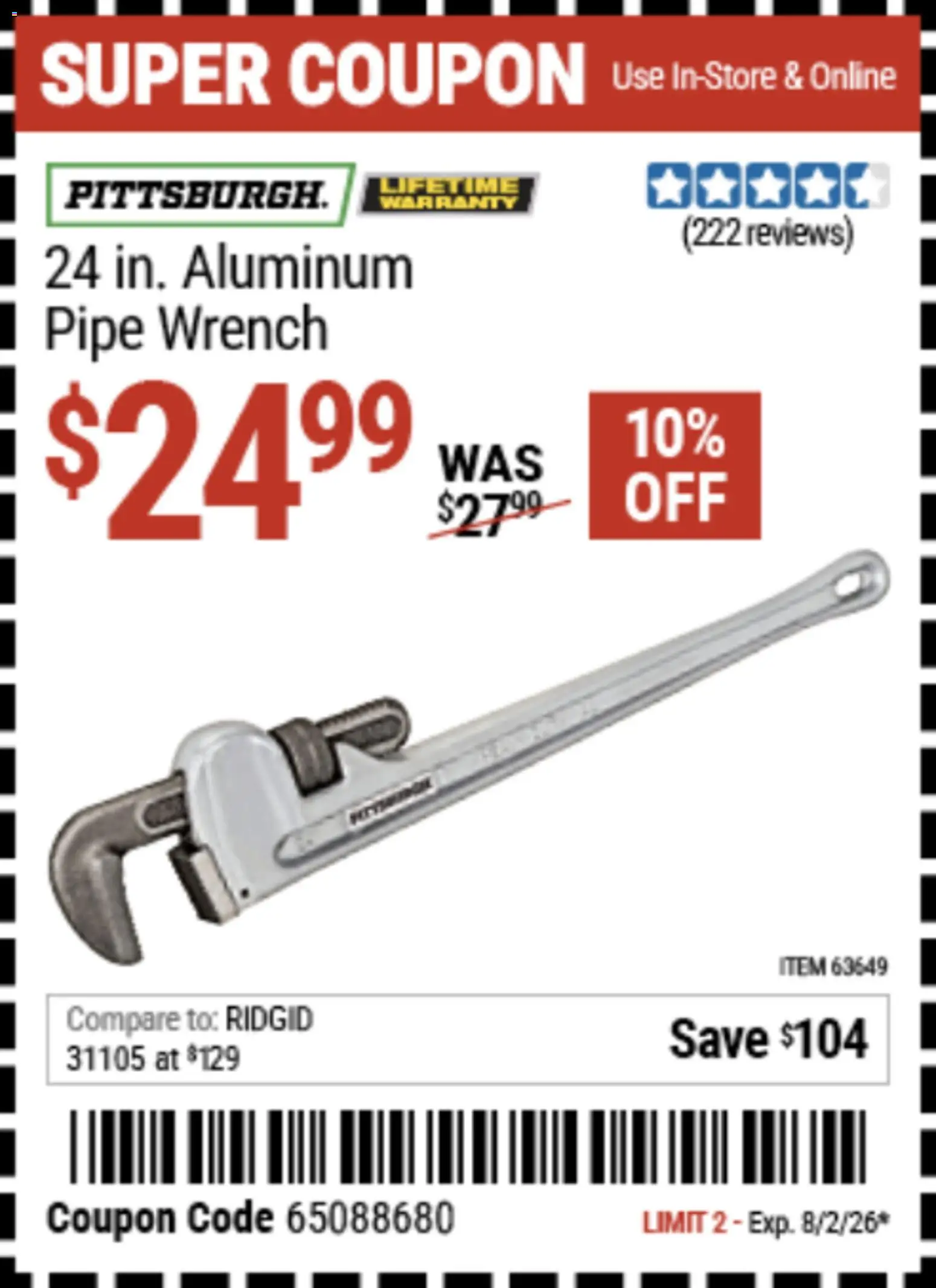 Harbor Freight Weekly Ad - valid from 07/20/2026 | Page: 11 | Products: Pipe, Wrench