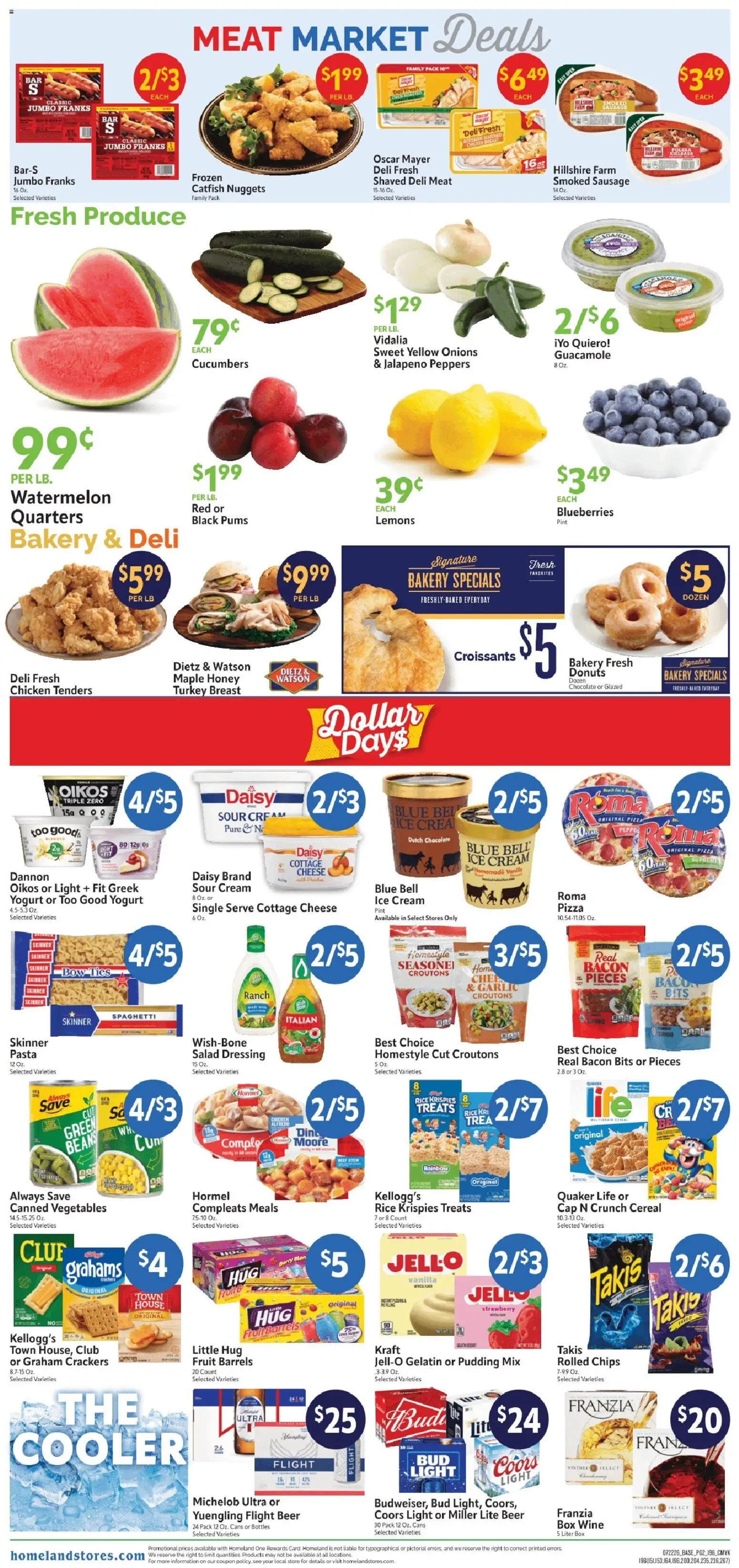 Homeland Weekly Ad - valid from 07/22/2026 | Page: 2 | Products: Cheese, Beer, Bow, Blueberries