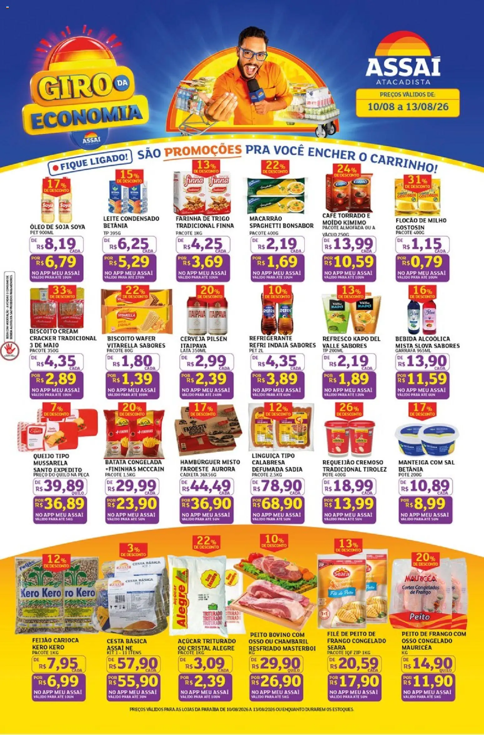 Assaí Atacadista Folheto - válido de 10/08/2026 | Página: 1 | Produtos: Farinha, Café, Frango, Requeijão