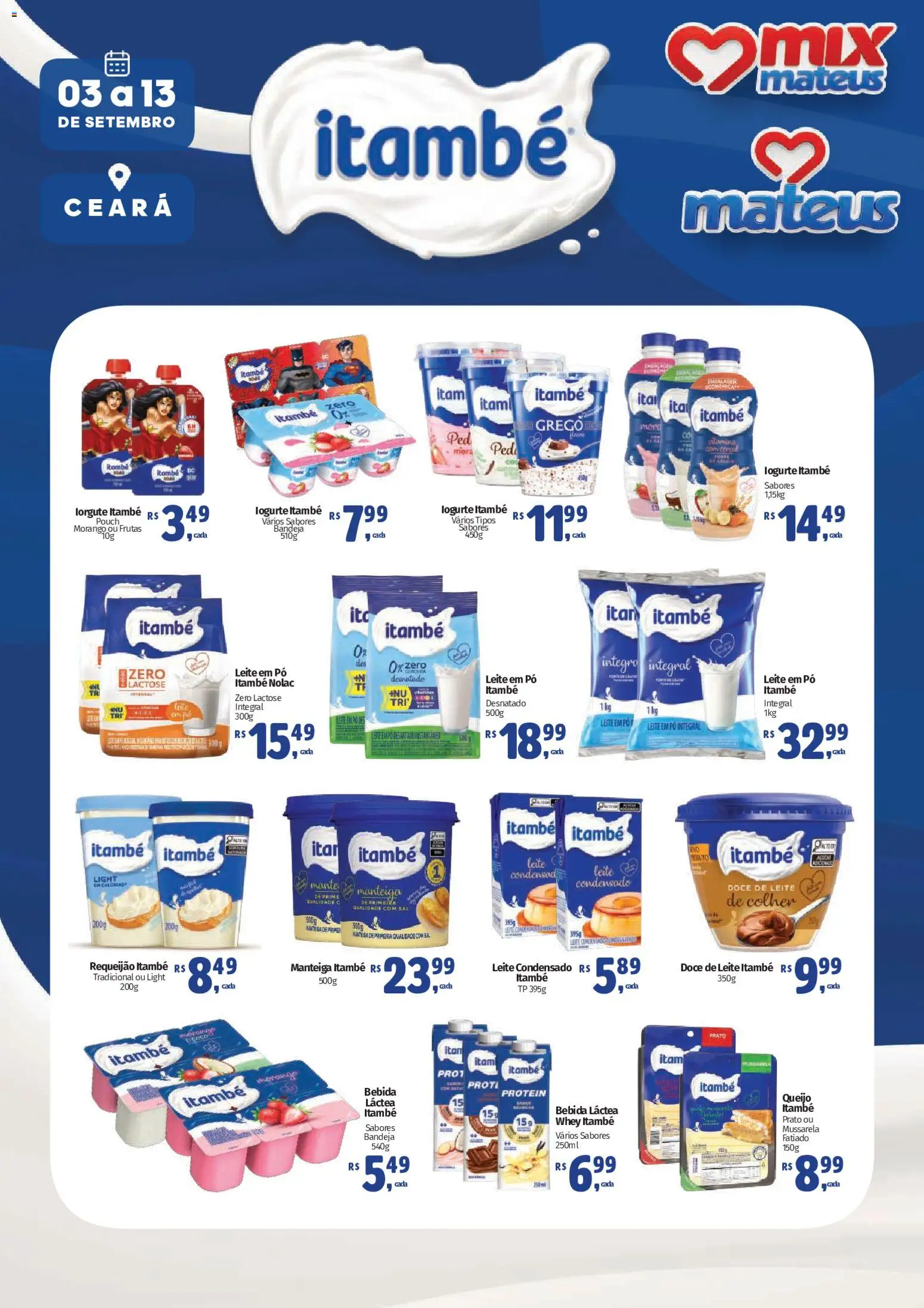 Mateus Folheto - válido de 03/09/2026 | Página: 1 | Produtos: Frutas, Leite, Doce, Mussarela