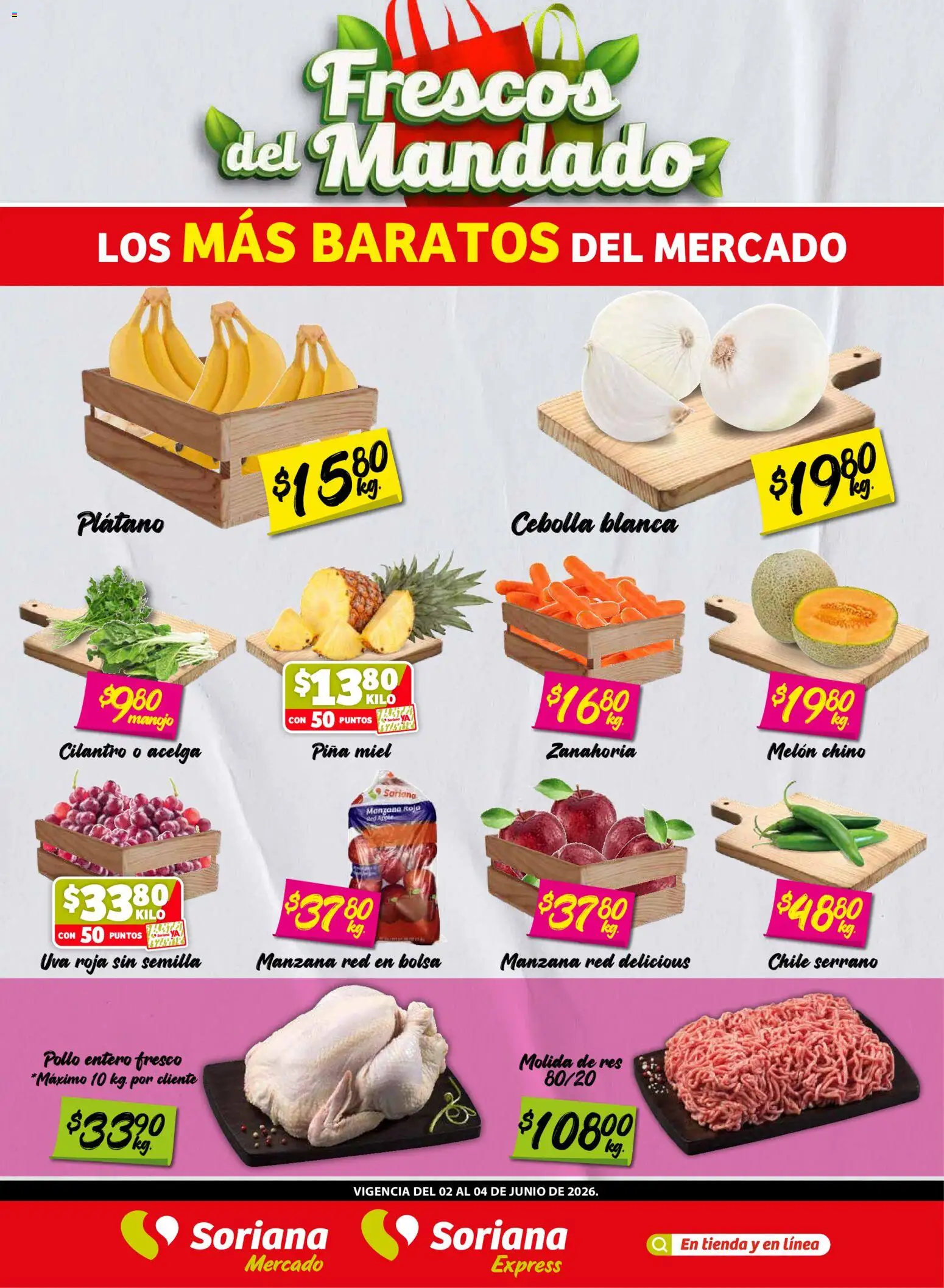 Nuevas ofertas de Soriana válidas en toda la República Mexicana desde el 02.06.2026. ¡Encuentra las mejores ofertas en Soriana Frescos del Mandado Mercado: Ags, Nay, Jal, Qro, Col, Mich, Gto, Hgo, Tlax, Mor, Pue, Gro, Oax, Edo. de Mex, CDMX, Zac y! | Página: 1