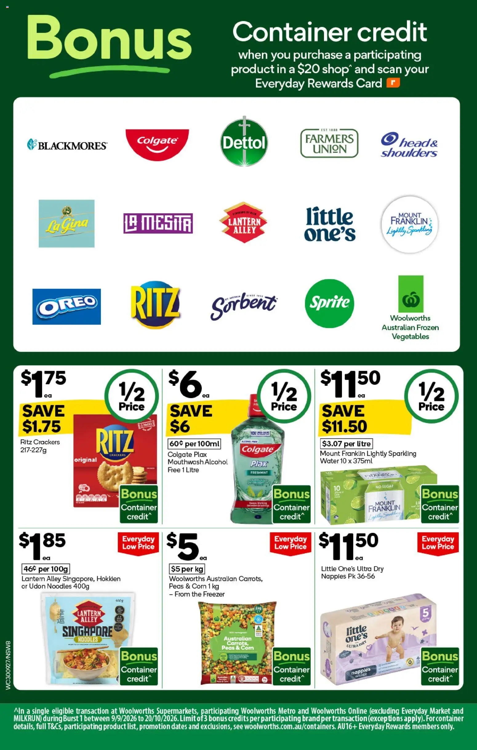 Woolworths catalogue - valid from 30/09/2026 | Page: 8 | Products: Noodles, Oreo, Sprite, Frozen vegetables