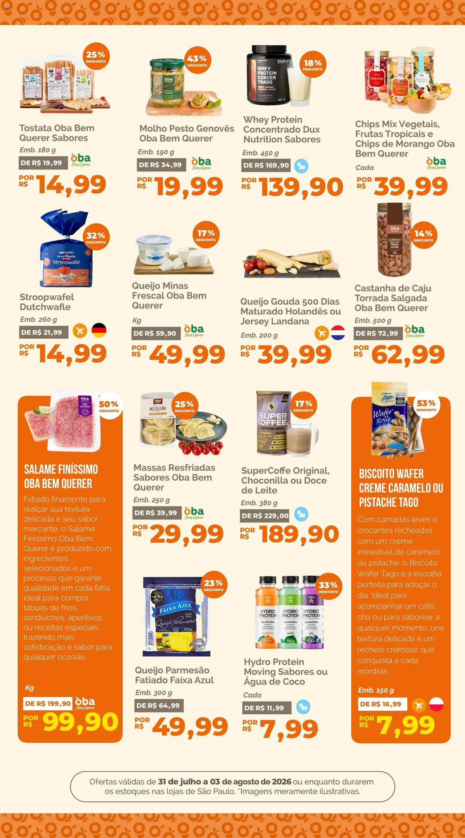 Oba Hortifruti Folheto - válido de 31/07/2026 | Página: 7 | Produtos: Caju, Salame, Chá, Gouda
