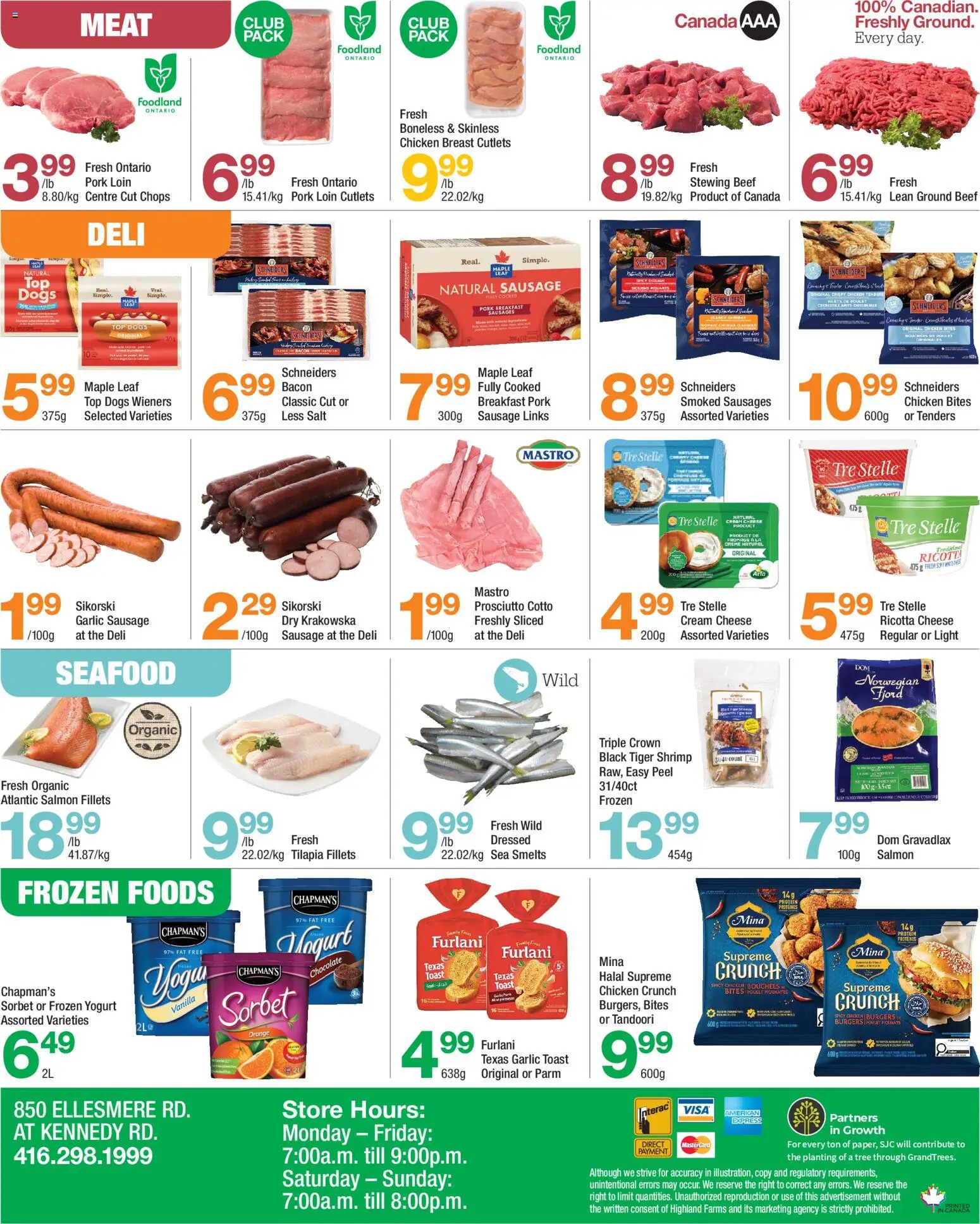 Highland Farms flyer valid from Sep 10, 2026 | Page: 4 | Products: Tilapia, Cream cheese, Chicken breast cutlets, Chicken