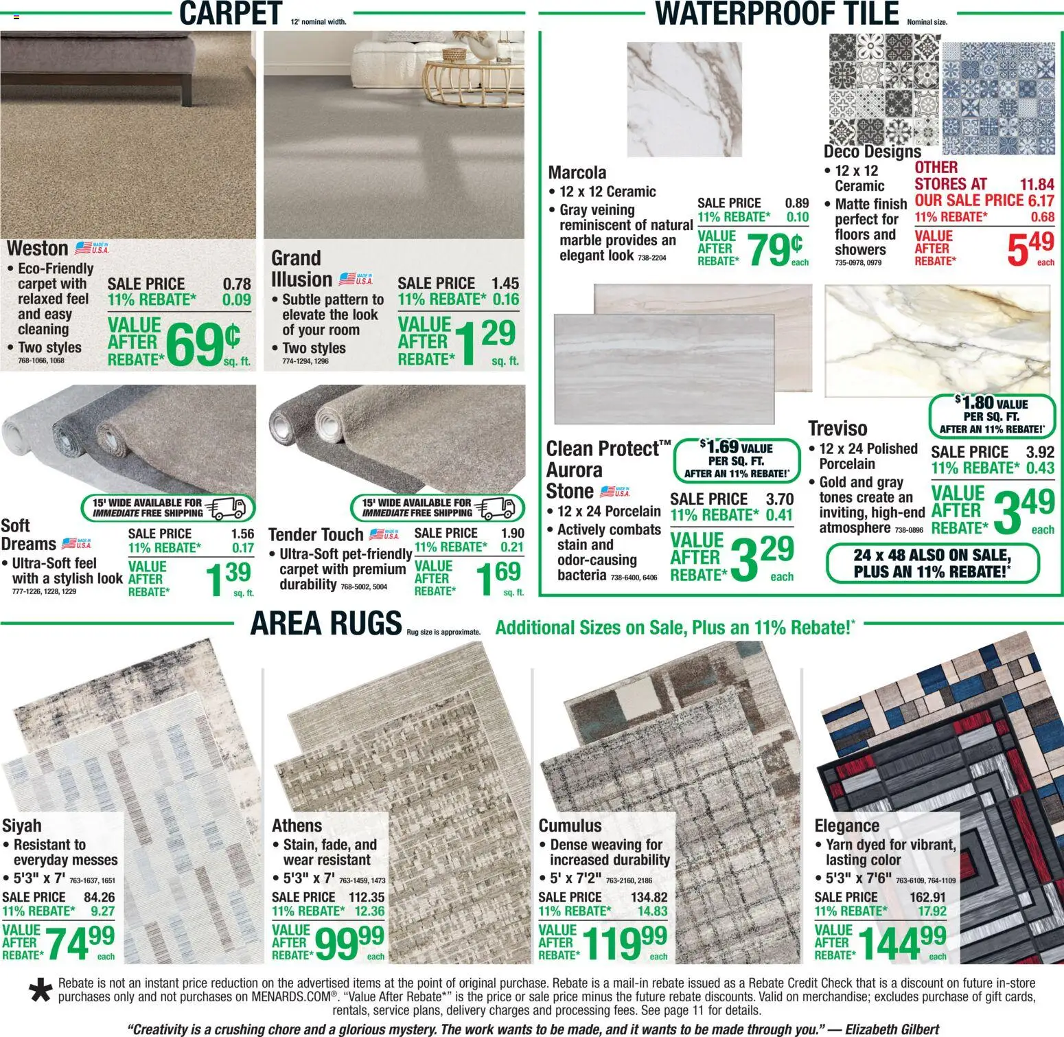 Menards Weekly Ad - valid from 18.06.2026 | Page: 13 | Products: Yarn, Carpet