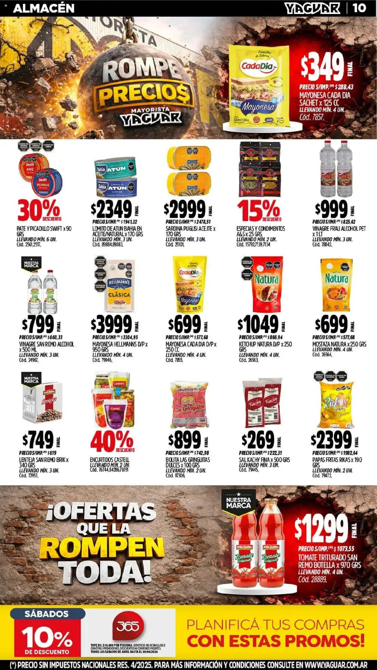 Yaguar - Oferta Semanal Jujuy │ válido desde el 06/04/2026 | Página: 10 | Productos: Papas, Paté, Picadillo, Papas fritas