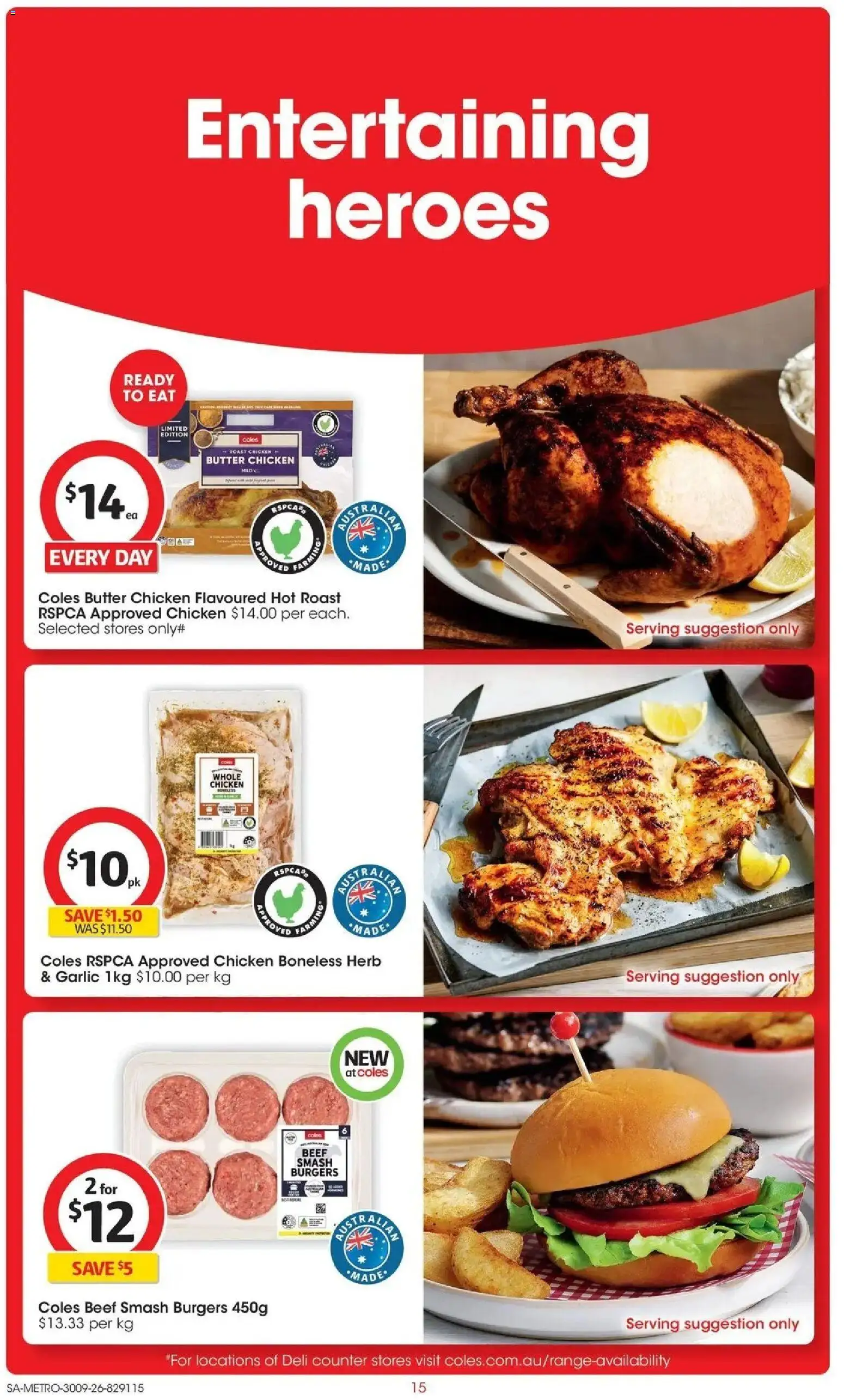 Coles catalogue - valid from 30/09/2026 | Page: 15 | Products: Burgers, Chicken, Beef, Roast