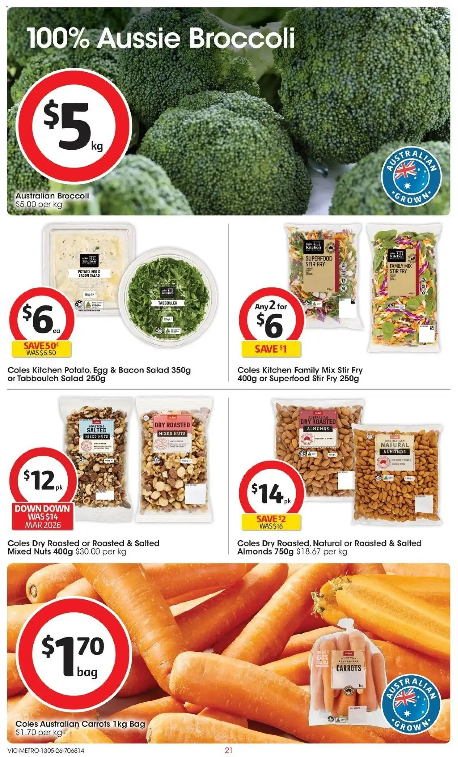 Coles catalogue - valid from 13.05.2026 | Page: 21 | Products: Almonds, Nuts, Salad, Bag