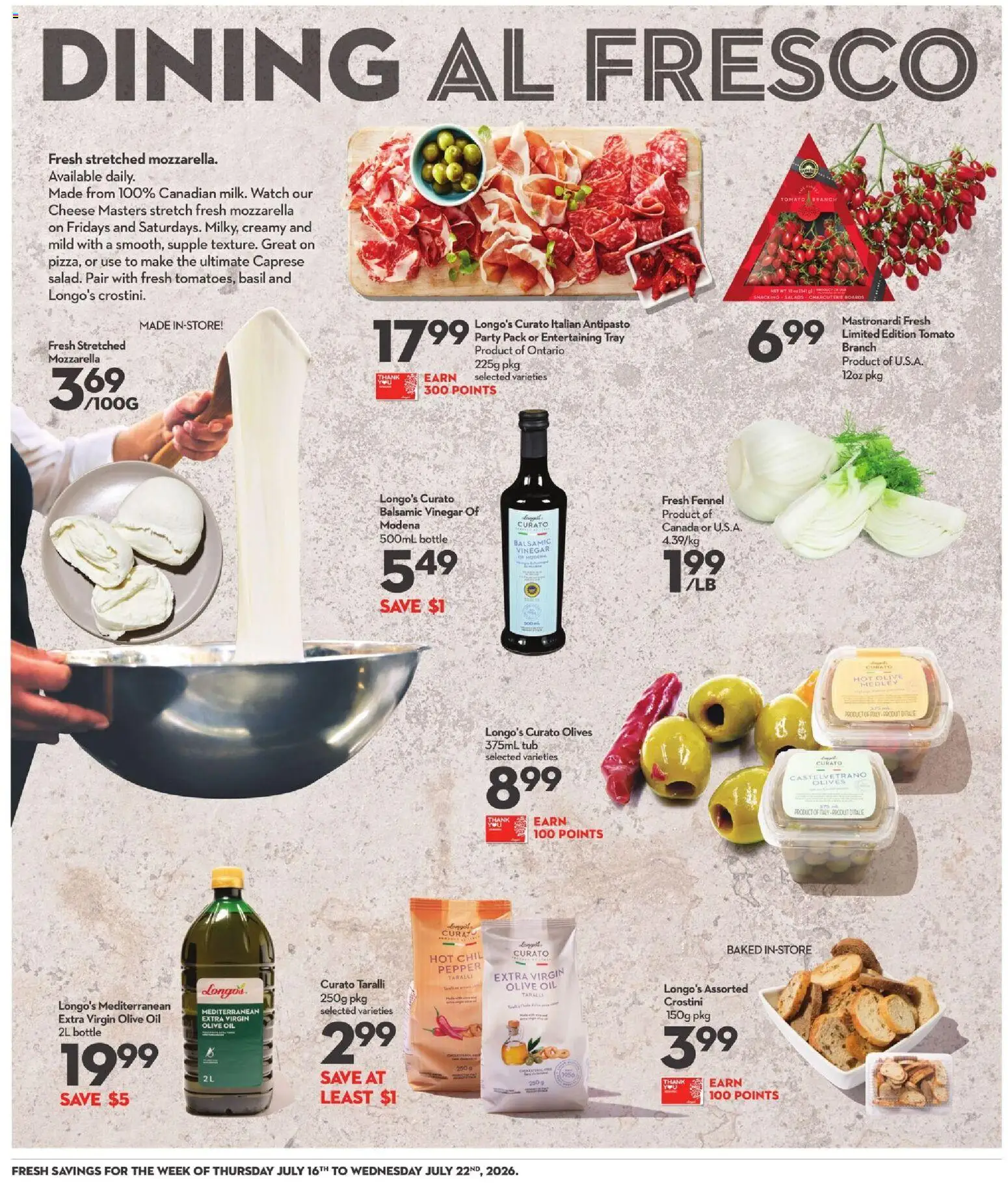 Longo's flyer valid from Jul 16, 2026 | Page: 14 | Products: Watch, Mozzarella, Vinegar, Cheese