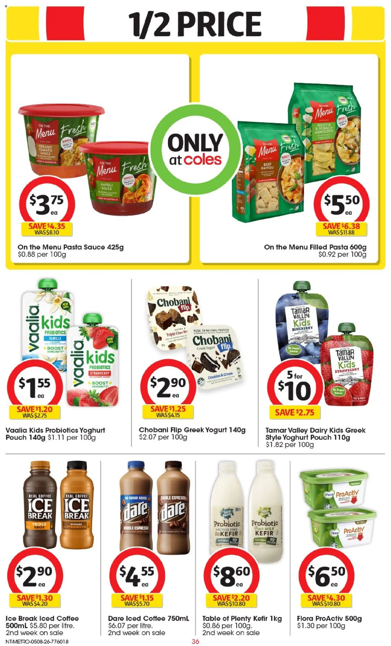 Coles catalogue - valid from 05/08/2026 | Page: 36 | Products: Table, Yoghurt, Pasta, Sugar