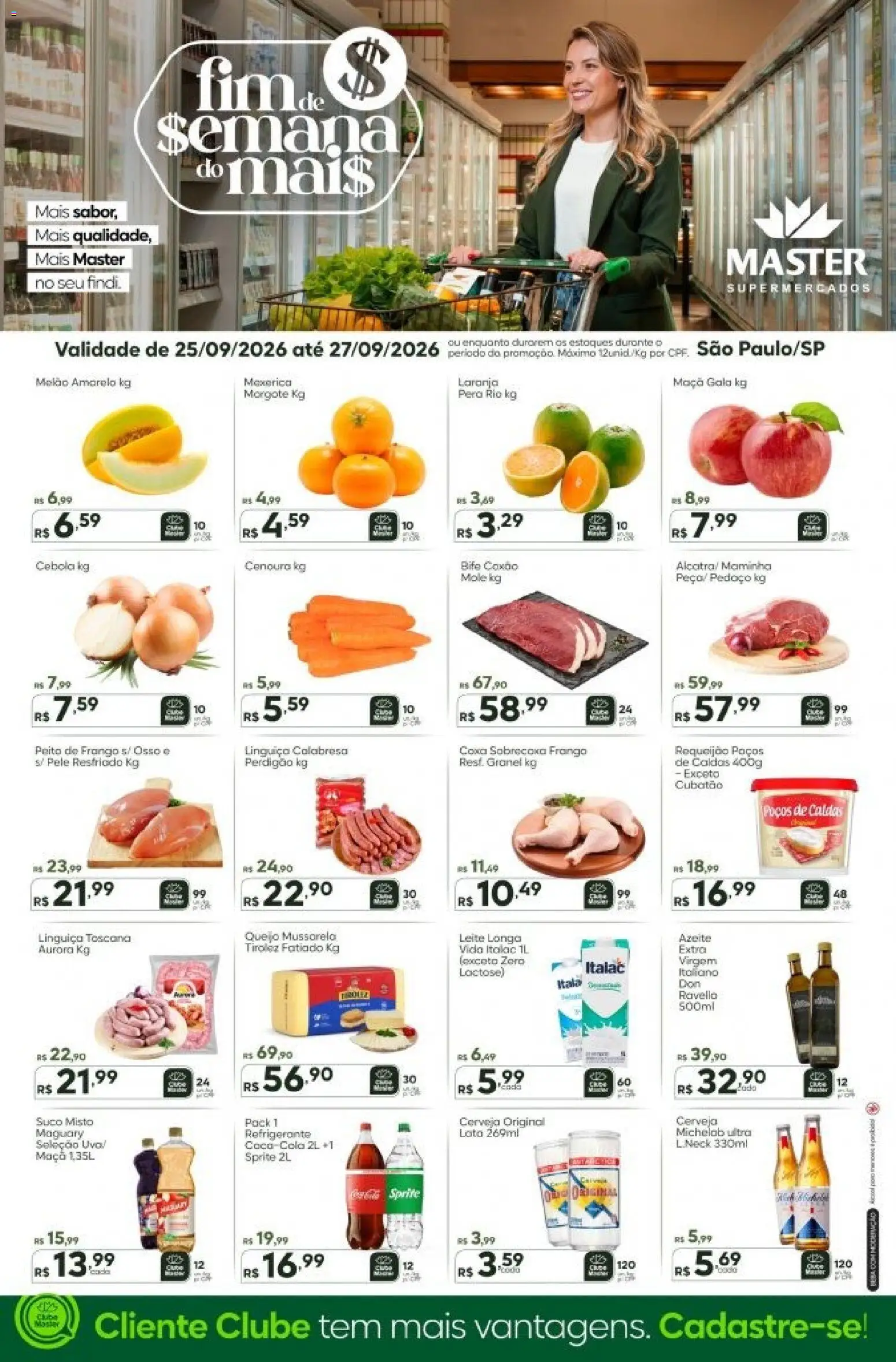 Master Folheto - válido de 25/09/2026 | Página: 1 | Produtos: Maminha, Cenoura, Frango, Requeijão