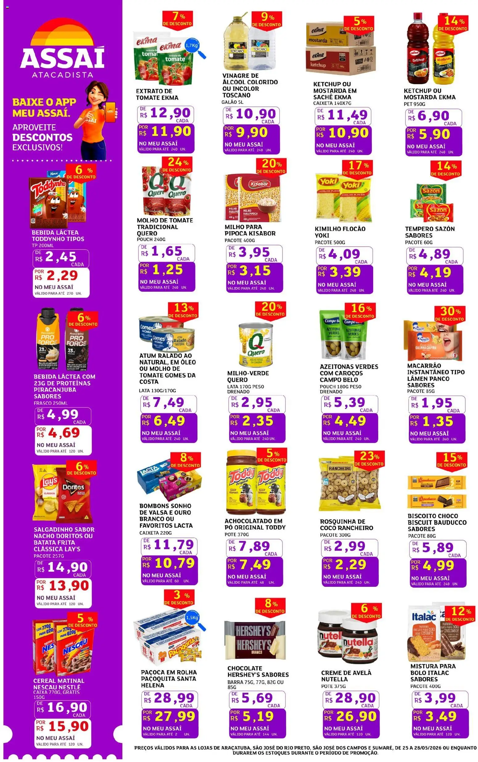 Assaí Atacadista Folheto - válido de 25.05.2026 | Página: 2 | Produtos: Nescau, Vinagre, Batata, Rosquinha