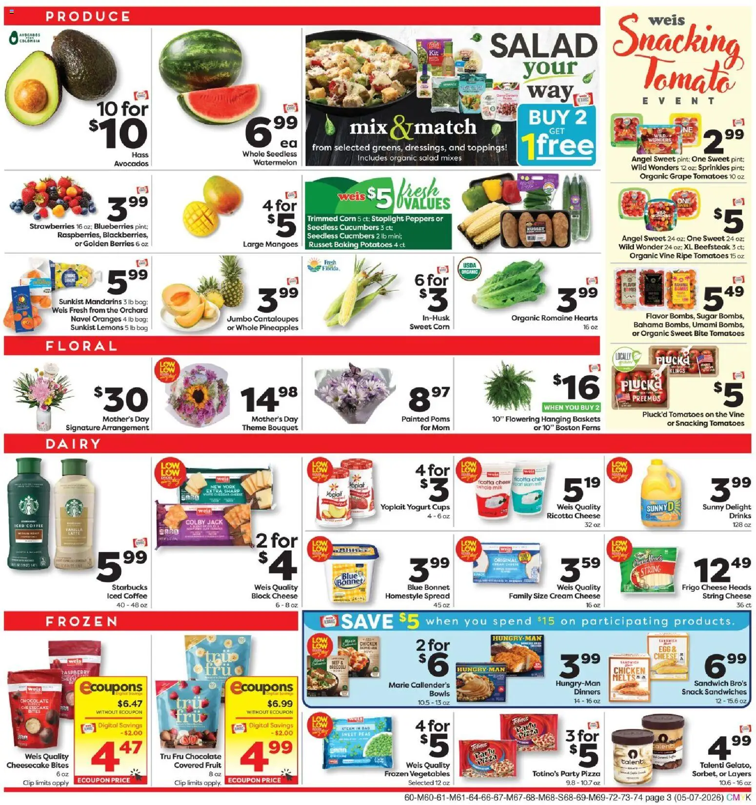 Weis Weekly Ad - valid from 07.05.2026 | Page: 3 | Products: Yogurt, Oranges, Beef, Sugar