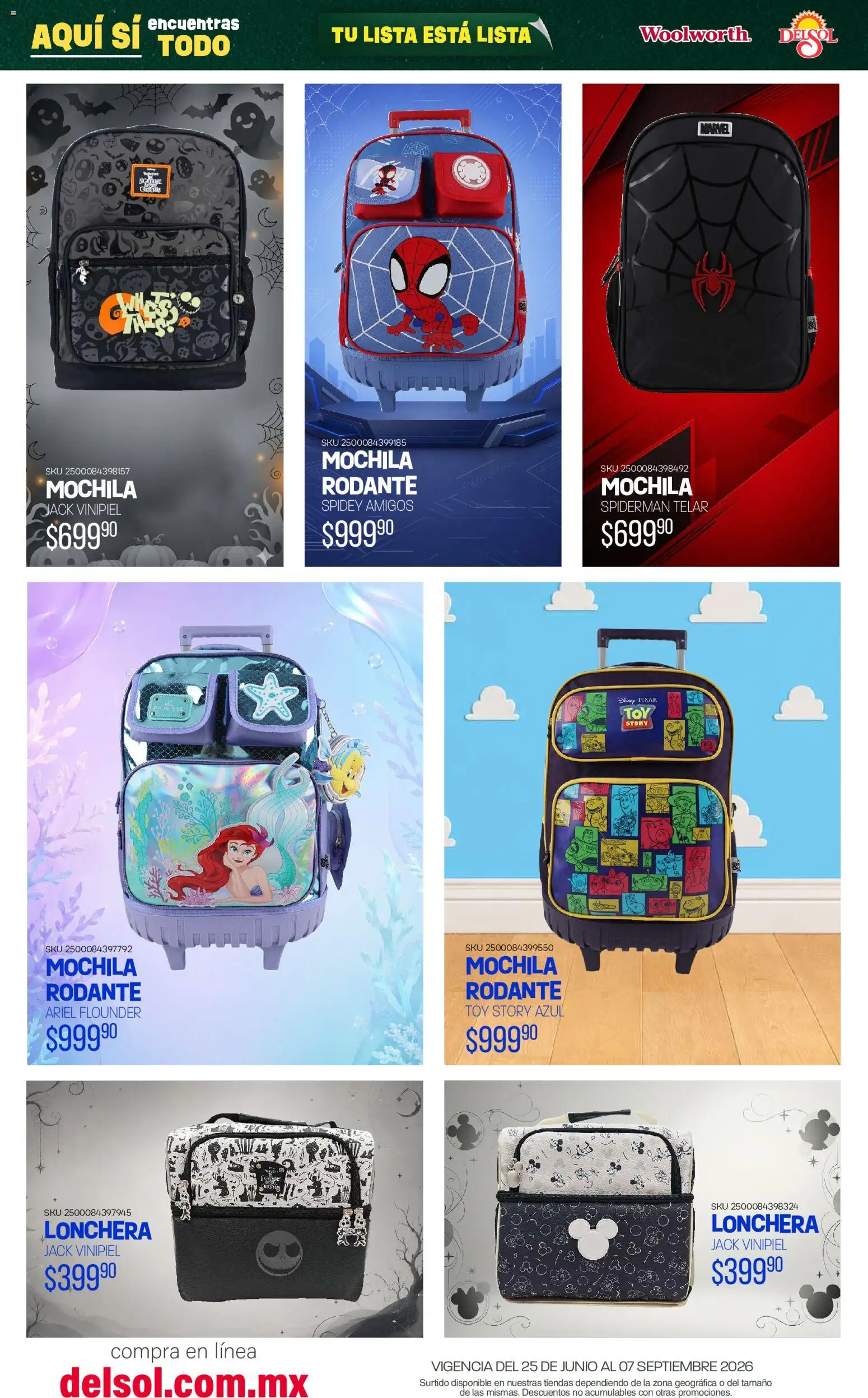 Nuevas ofertas de Del Sol y Woolworth válidas en toda la República Mexicana desde el 25/06/2026. ¡Encuentra las mejores ofertas en Del Sol y Woolworth catálogo Back To School! | Página: 38 | Productos: Mochila