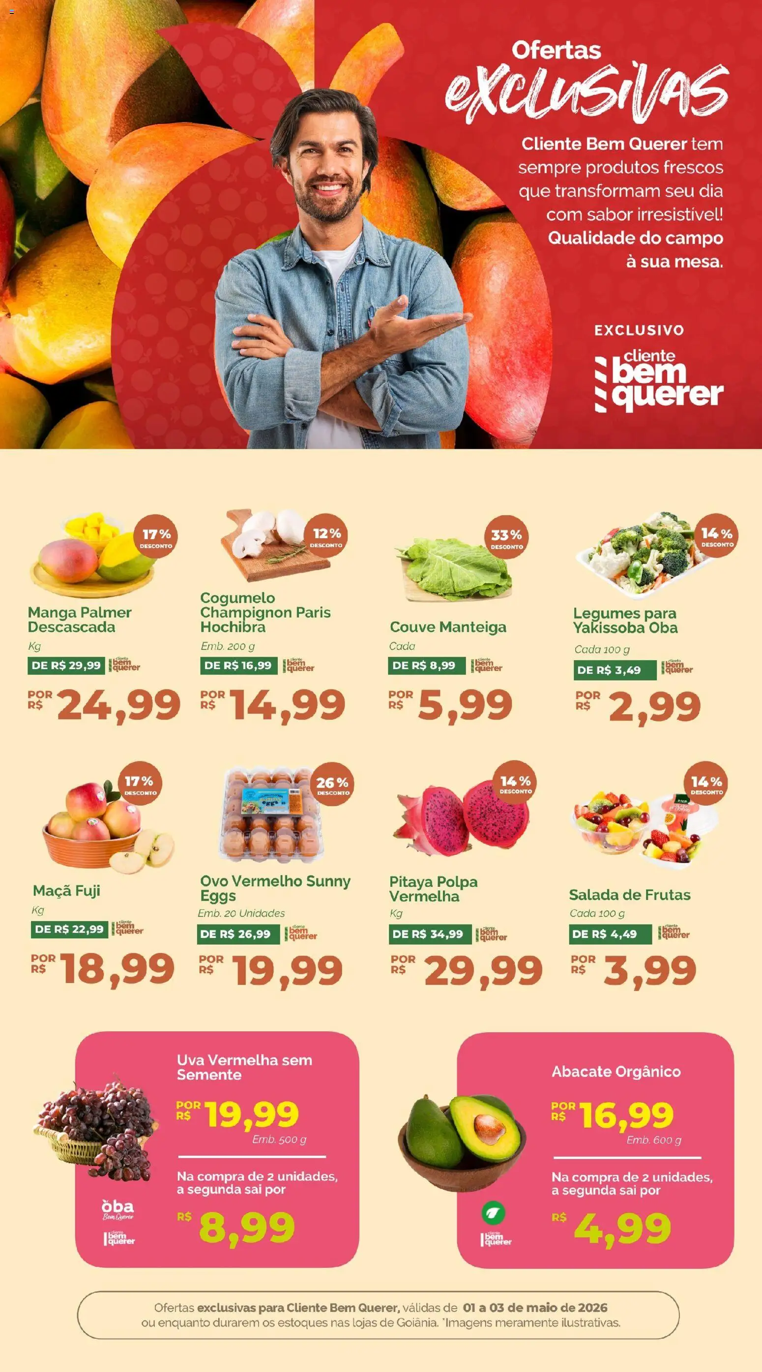 Oba Hortifruti Folheto - válido de 01.05.2026 | Página: 3 | Produtos: Cogumelo, Mesa, Maiô, Champignon