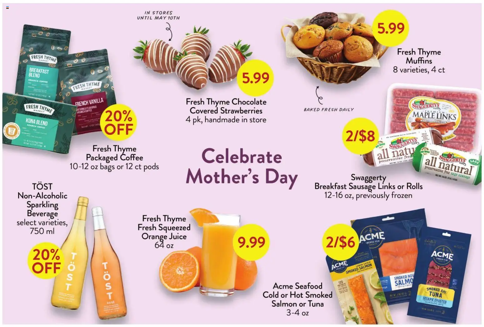 Fresh Thyme Weekly Ad - PA - valid from 06.05.2026 | Page: 5 | Products: Coffee, Chocolate, Lemon, Sausage