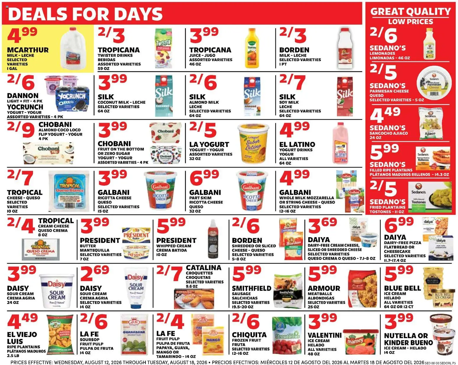 Sedano's Weekly Ad - valid from 08/12/2026 | Page: 5 | Products: Sour cream, Oreo, Whipped cream, Ricotta