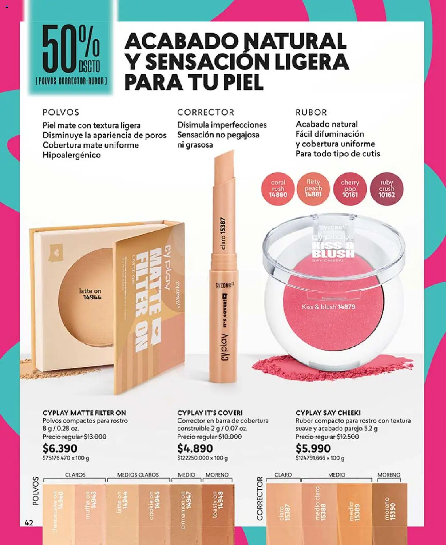 Catálogo CyZone Campaña 6 │ válido desde el 31.03.2026 | Página: 42 | Productos: Mate, Corrector, Rubor