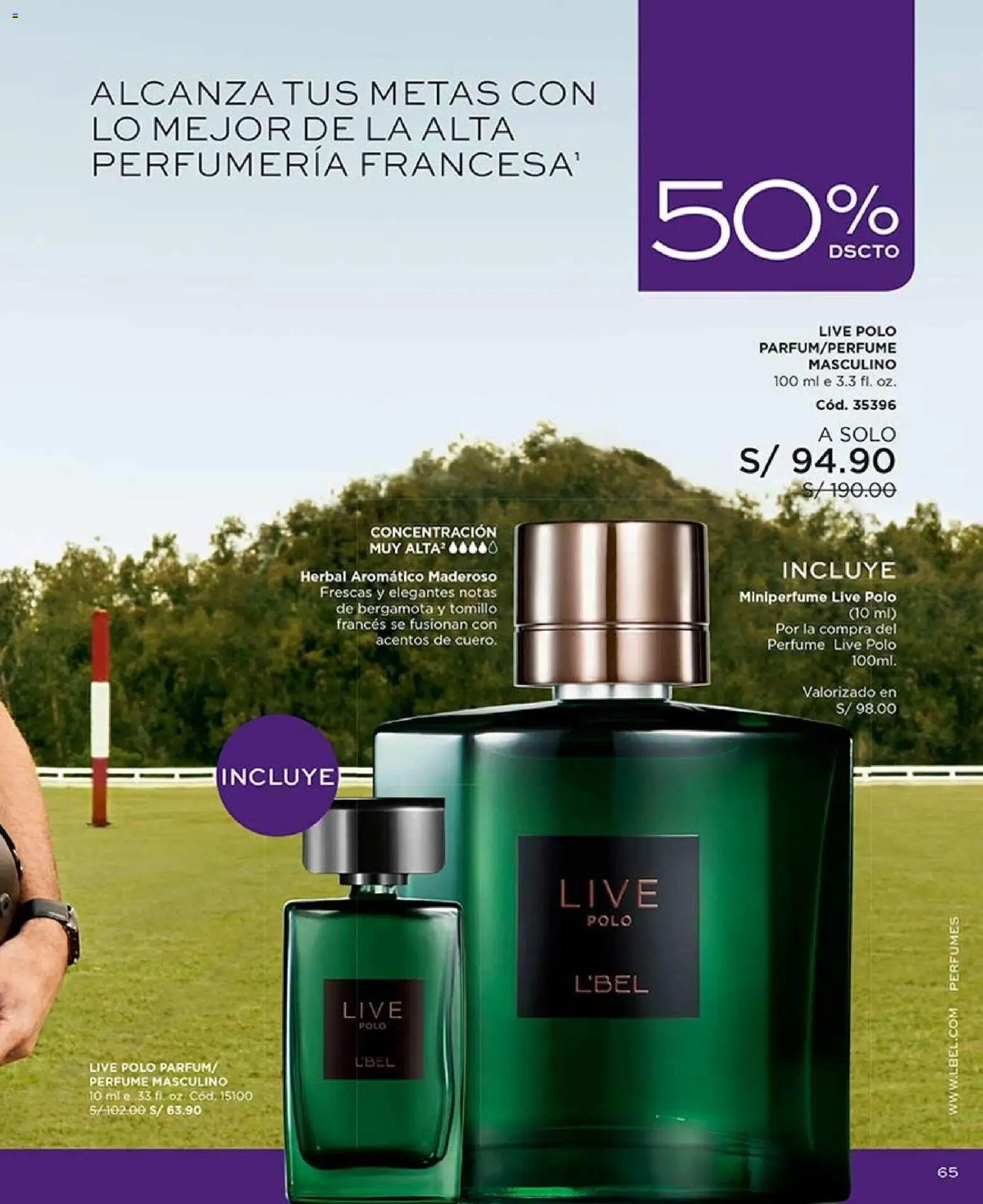 Catálogo L'Bel válido desde 11/07/2026 | Página: 65 | Productos: Perfumes, Polo, Perfume