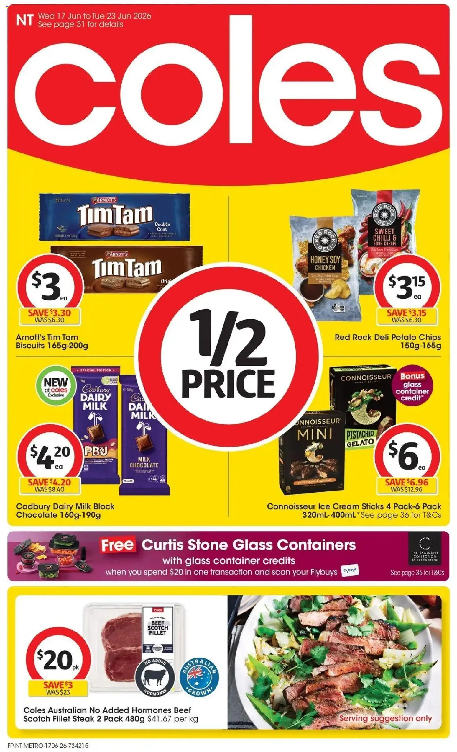 Coles catalogue - valid from 16.06.2026 | Page: 1 | Products: Milk, Dairy, Honey, Steak