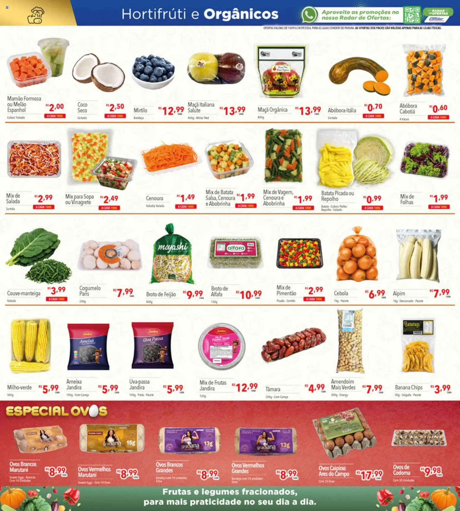 Supermercados Condor Folheto - válido de 10/09/2026 | Página: 10 | Produtos: Melão, Ovos, Bandeja, Batata