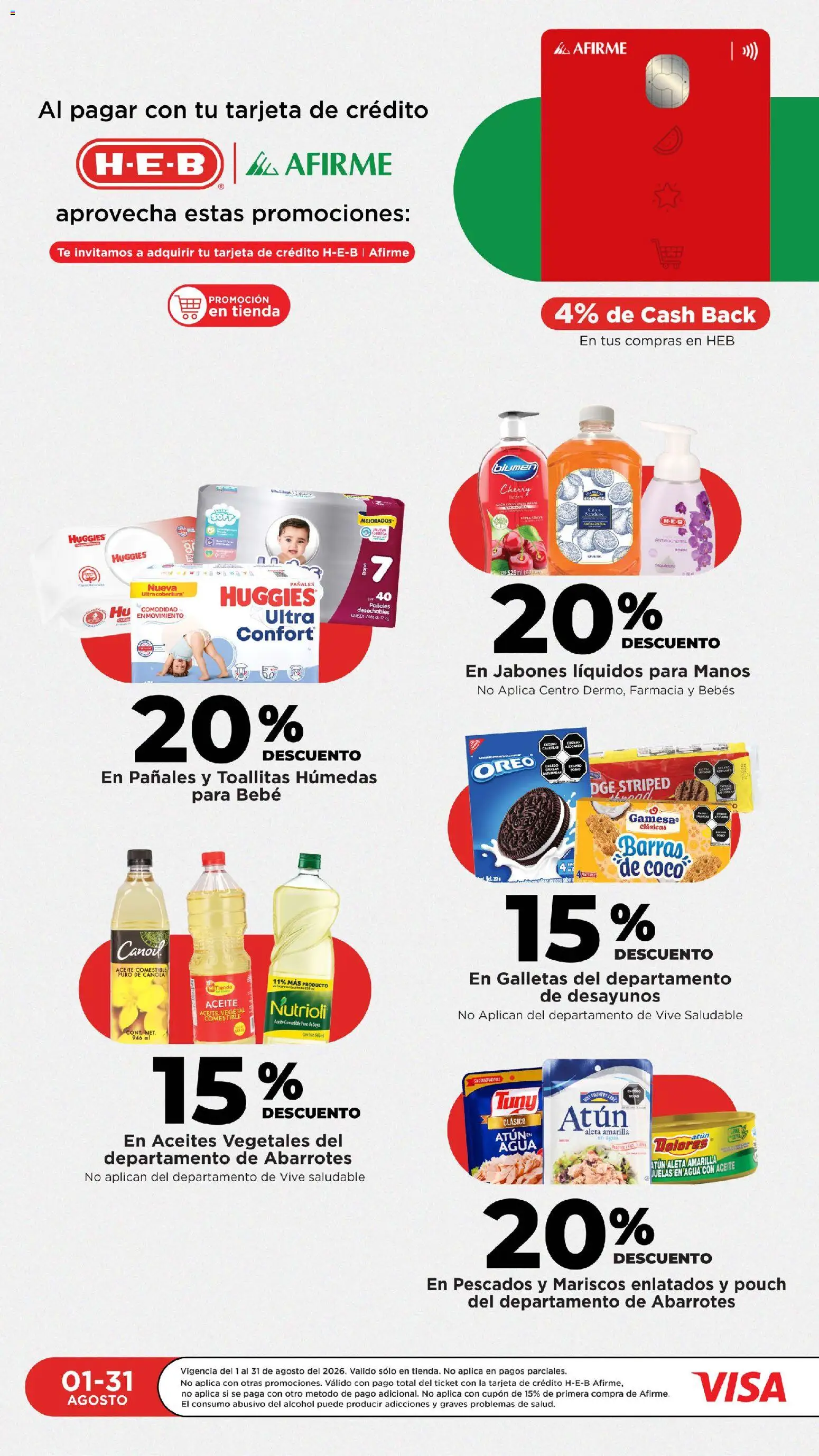 Nuevas ofertas de H-E-B válidas en toda la República Mexicana desde el 14/08/2026. ¡Encuentra las mejores ofertas en H-E-B folleto! | Página: 23 | Productos: Aceite vegetal, Toallitas húmedas, Pescados, Galletas
