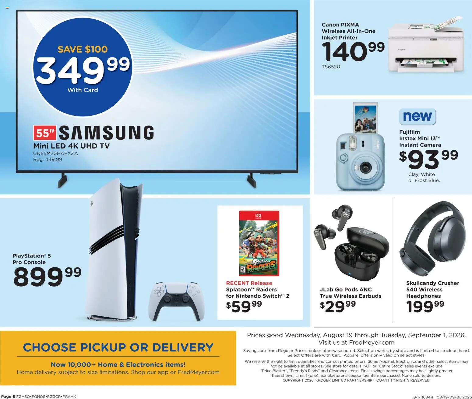 Fred Meyer Home & Apparel - valid from 08/19/2026 | Page: 8 | Products: Tv, Headphones, Camera, Nintendo