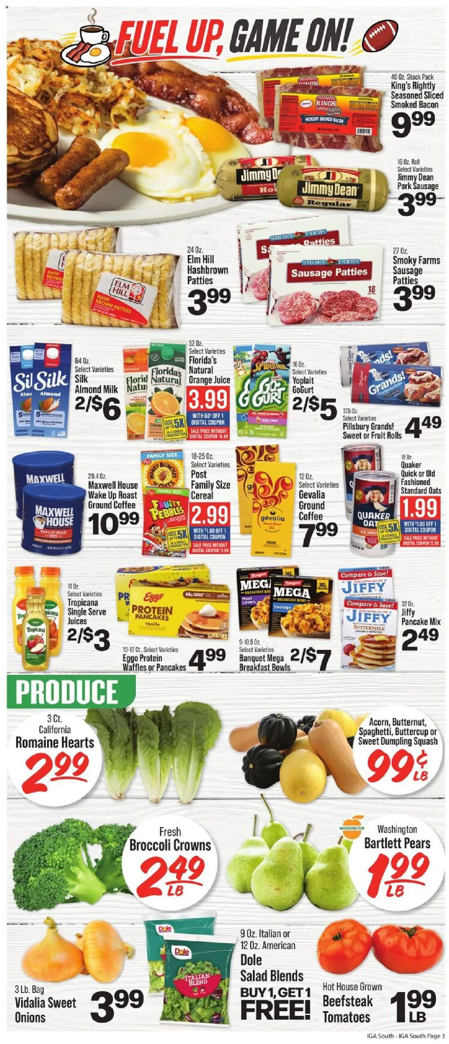 IGA Weekly Ad - valid from 09/09/2026 | Page: 4 | Products: Orange juice, Crowns, Salad, Bag