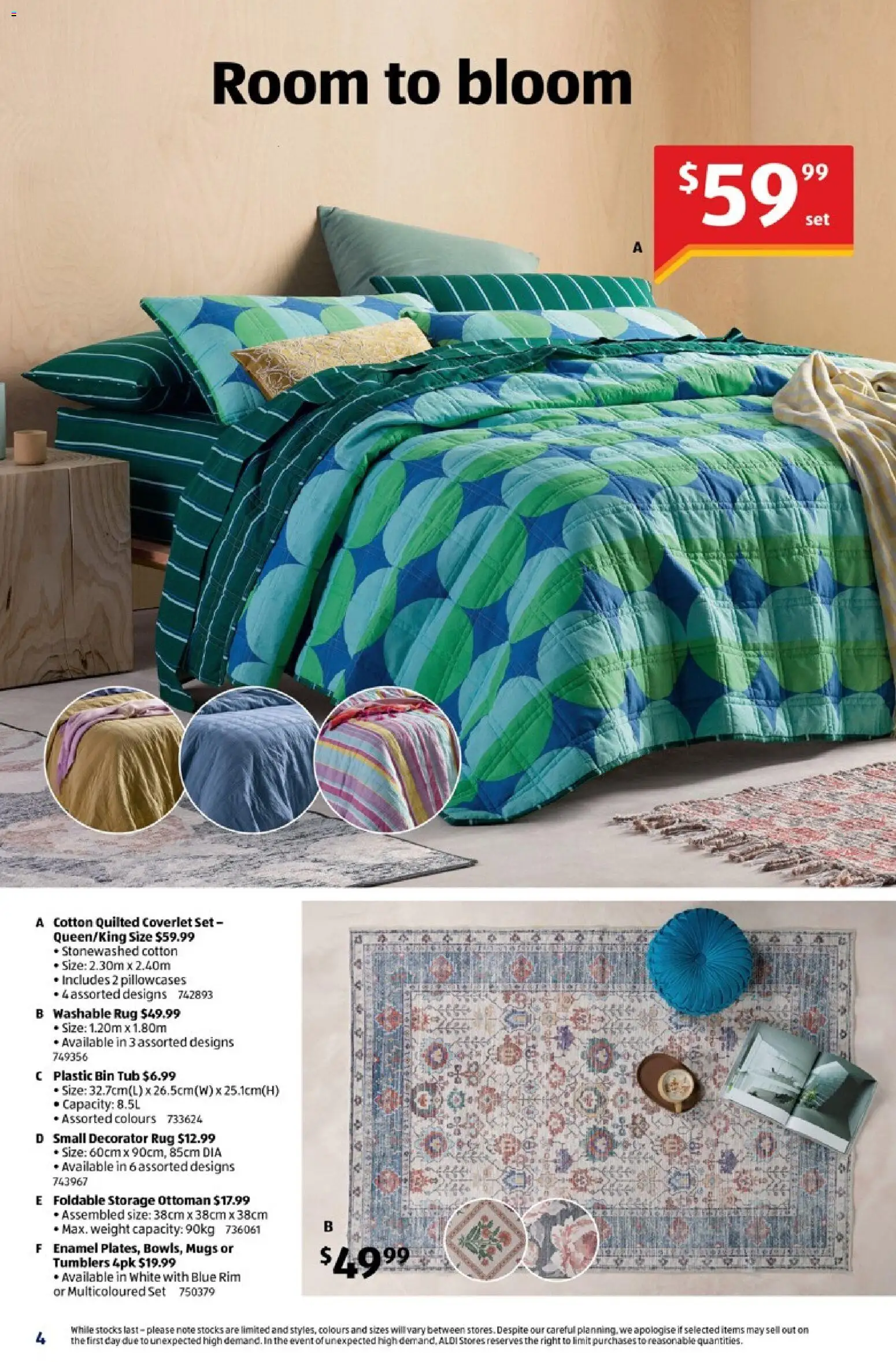 Aldi catalogue - valid from 08/09/2026 | Page: 4 | Products: Rug, Ottoman, Weight