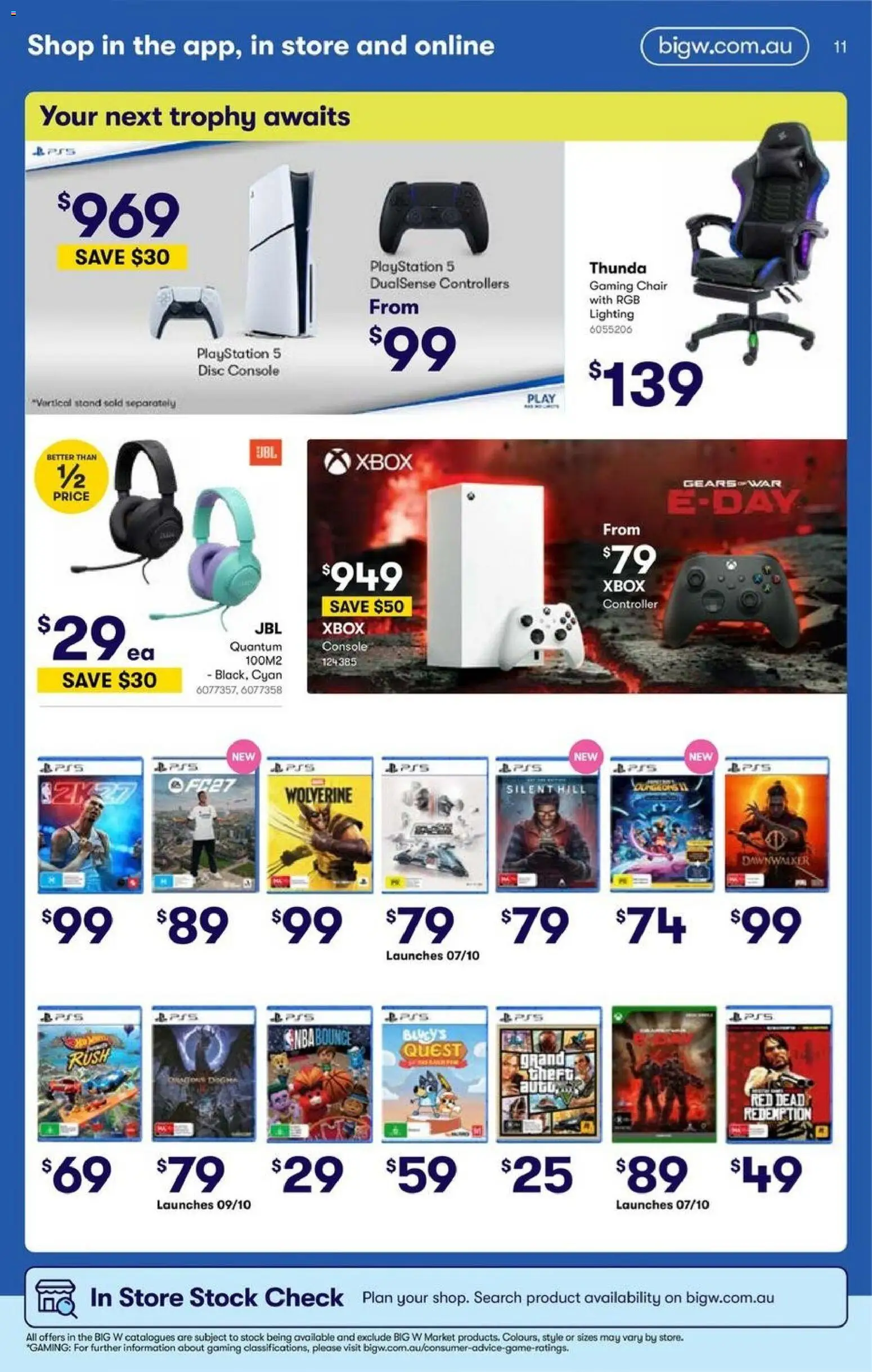 Big W catalogue - valid from 01/10/2026 | Page: 11 | Products: Chair, Playstation, Xbox, Lighting