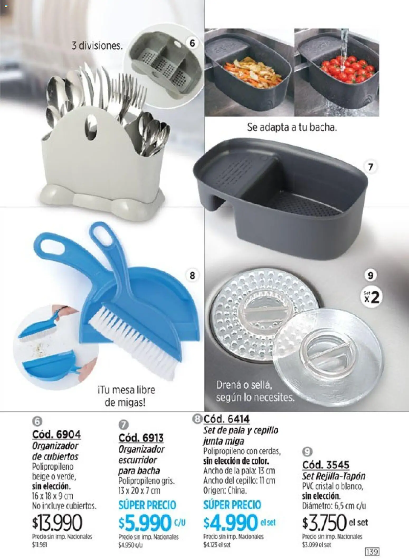Catálogo Amodil Campaña 9 │ válido desde el 05.05.2026 | Página: 139 | Productos: Organizador, Mesa, Bacha, Escurridor