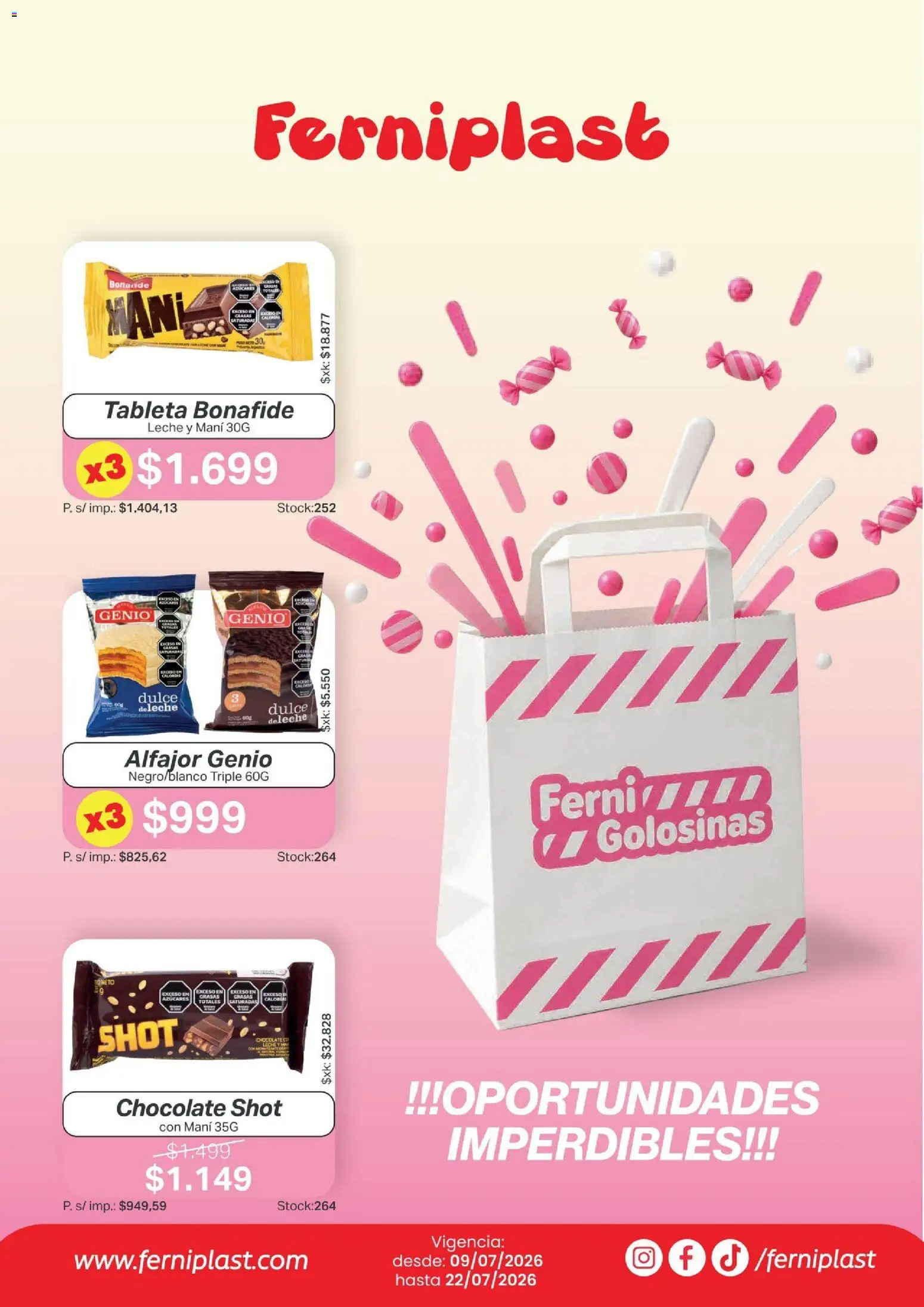 Ferniplast catálogo │ válido desde el 09/07/2026 | Página: 1 | Productos: Mani, Leche, Chocolate, Golosinas