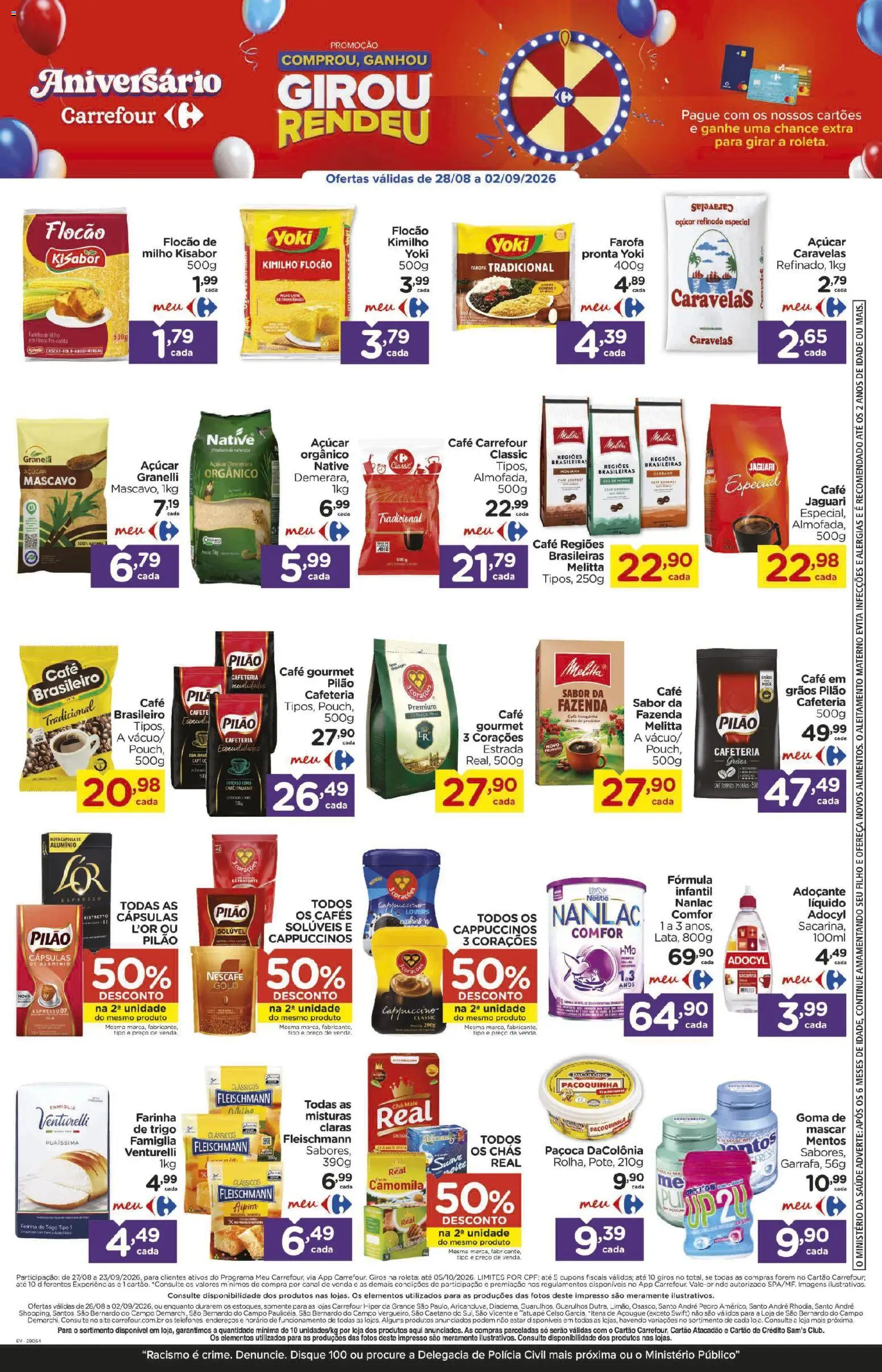 Carrefour Folheto - válido de 28/08/2026 | Página: 4 | Produtos: Aipim, Cápsulas, Especialidades, Açúcar