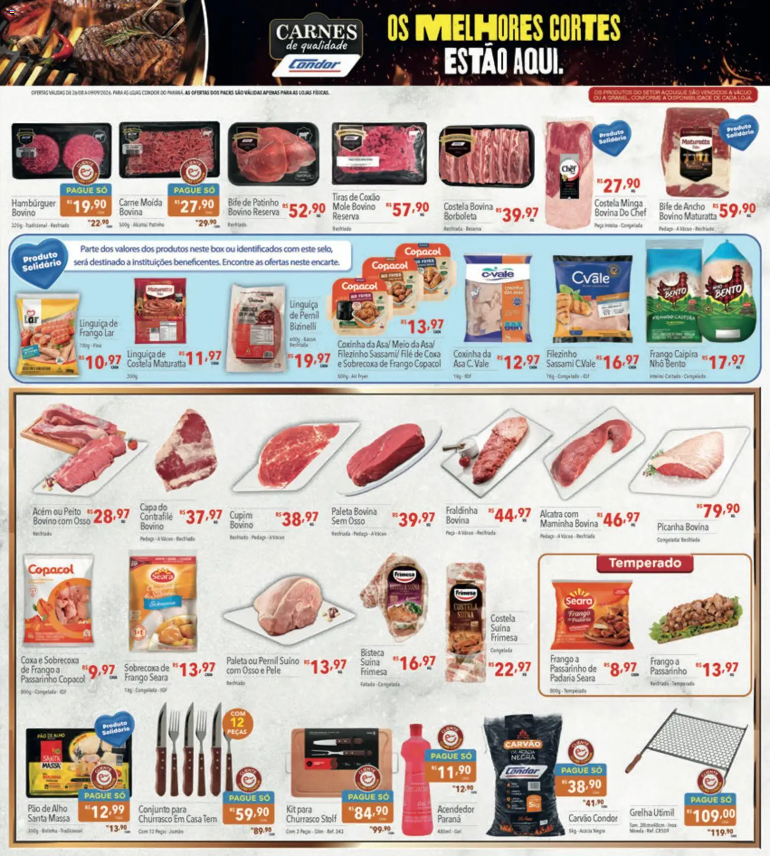 Supermercados Condor Folheto - válido de 26/08/2026 | Página: 15 | Produtos: Pao de alho, Acém, Costela bovina, Carne moída