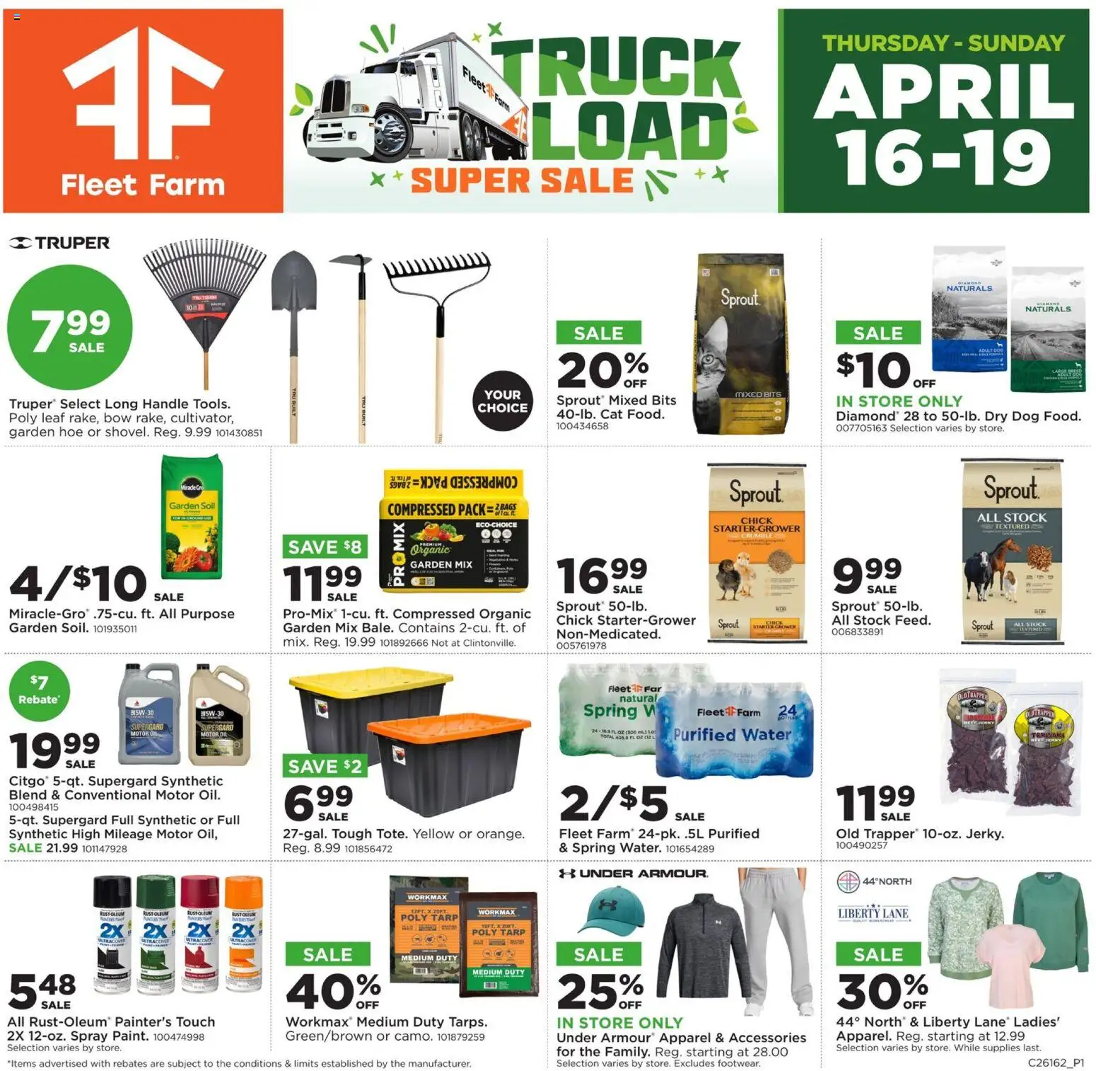 Mills Fleet Farm  Truckload Event - valid from 16.04.2026 | Page: 1 | Products: Oil, Bow, Starter, Motor Oil