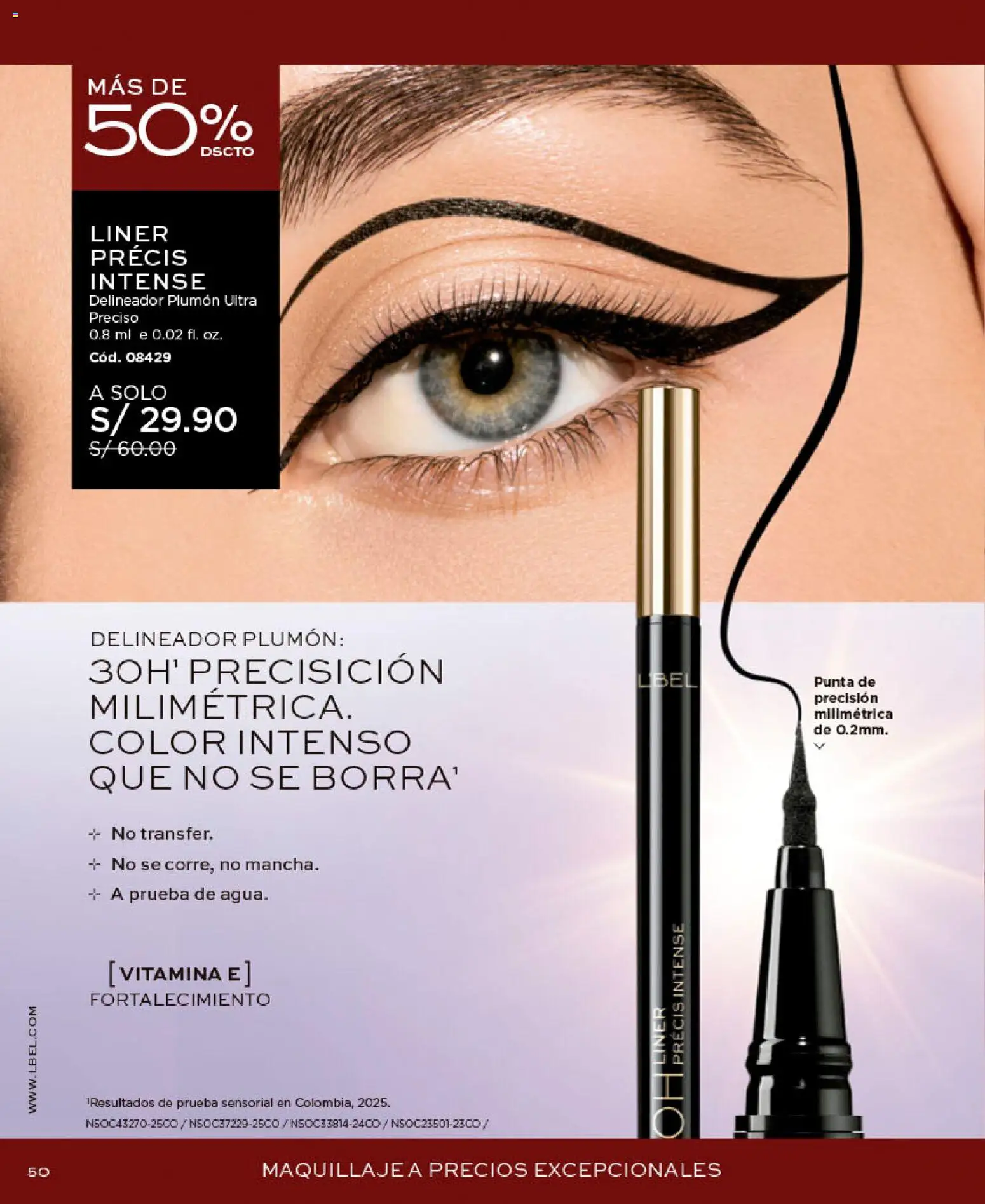 Catálogo L'Bel válido desde 09/09/2026 | Página: 50 | Productos: Delineador, Maquillaje