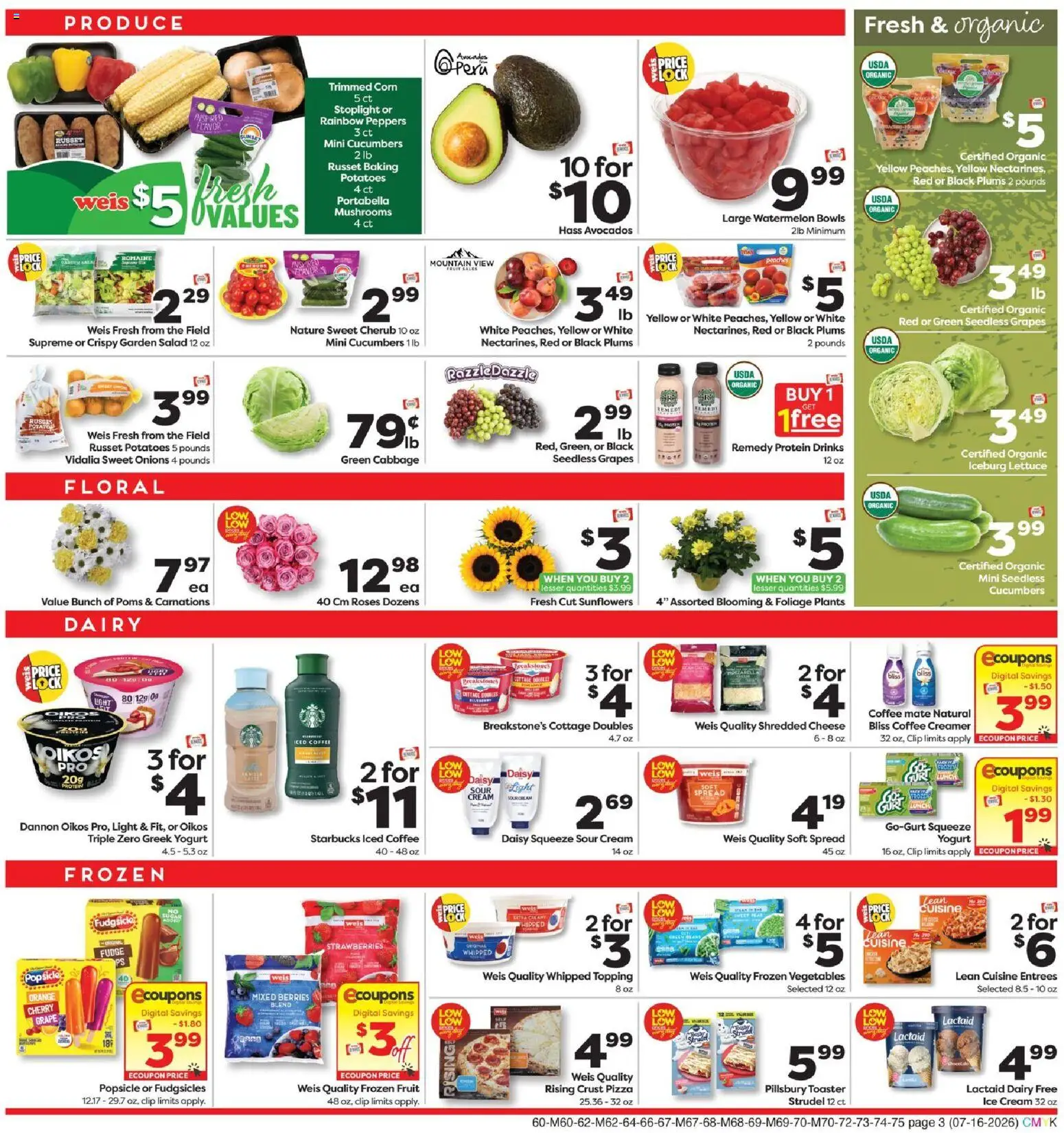 Weis Weekly Circular - MD - valid from 07/16/2026 | Page: 6 | Products: Coffee, Pizza, Vegetables, Watermelon