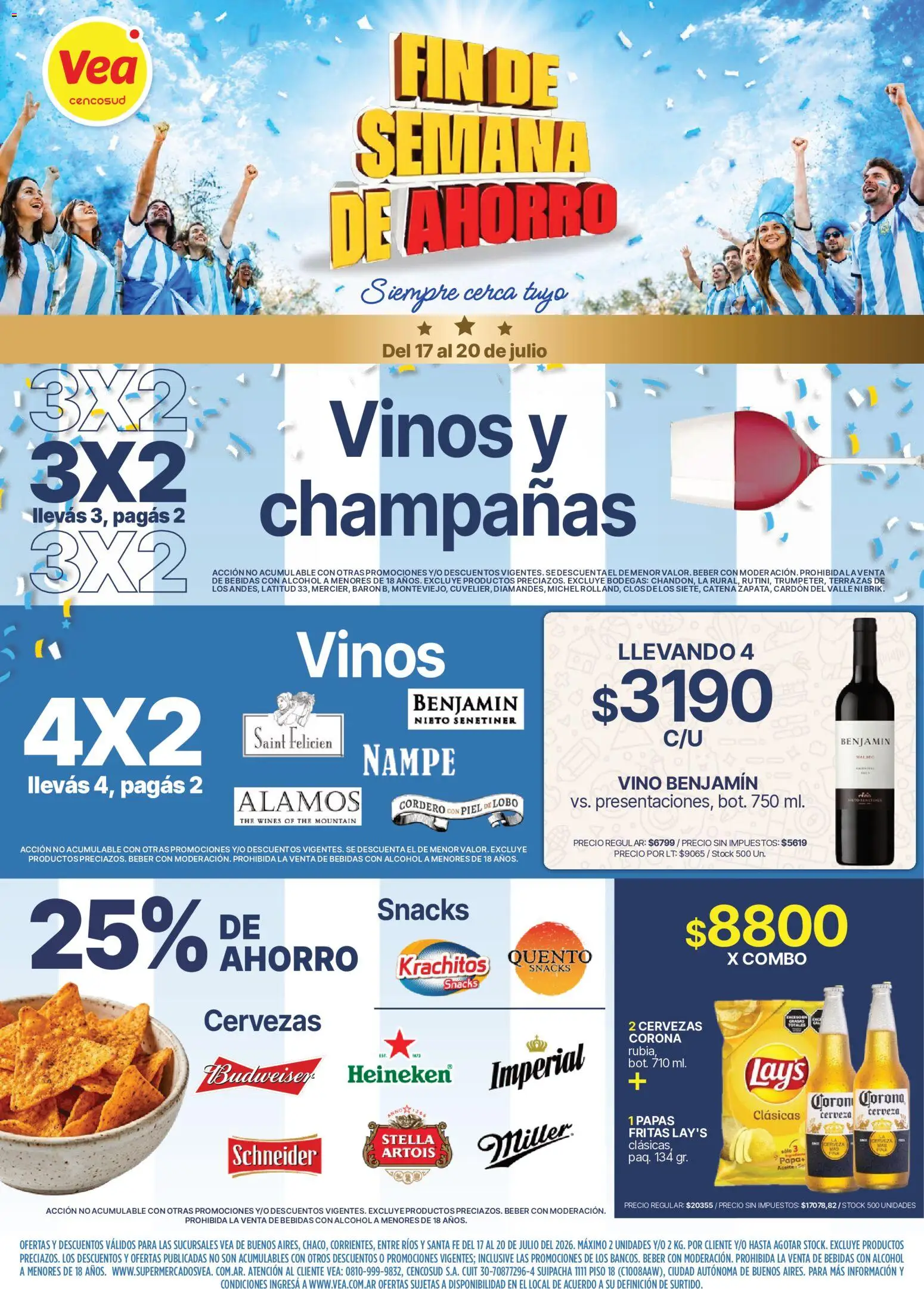 Vea - Fin de semana de ahorro | BA Nea │ válido desde el 17/07/2026 | Página: 1 | Productos: Papa, Aceite, Vino, Cerveza