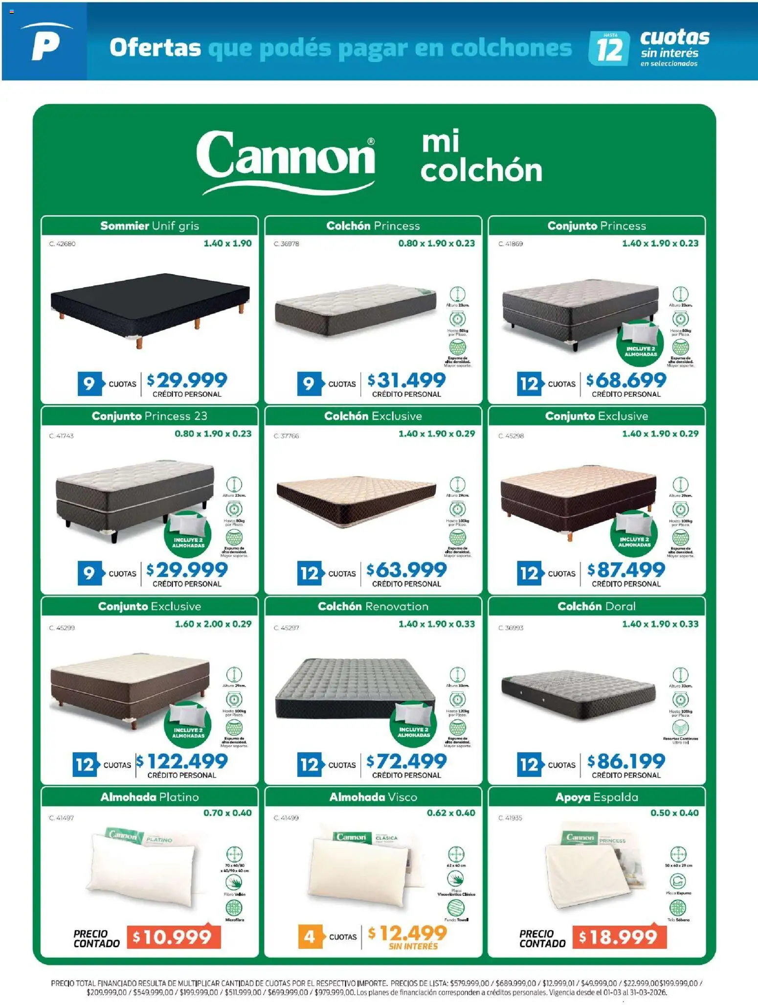 Pardo catálogo │ válido desde el 01.03.2026 | Página: 12 | Productos: Conjunto, Colchón, Almohada, Espuma
