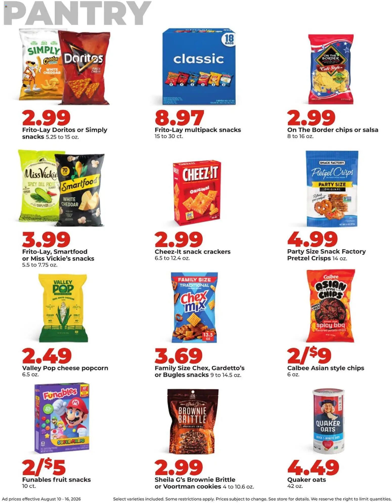 HyVee Weekly Ad - valid from 08/10/2026 | Page: 19 | Products: Potato chips, Cheese, Cookies, Snacks